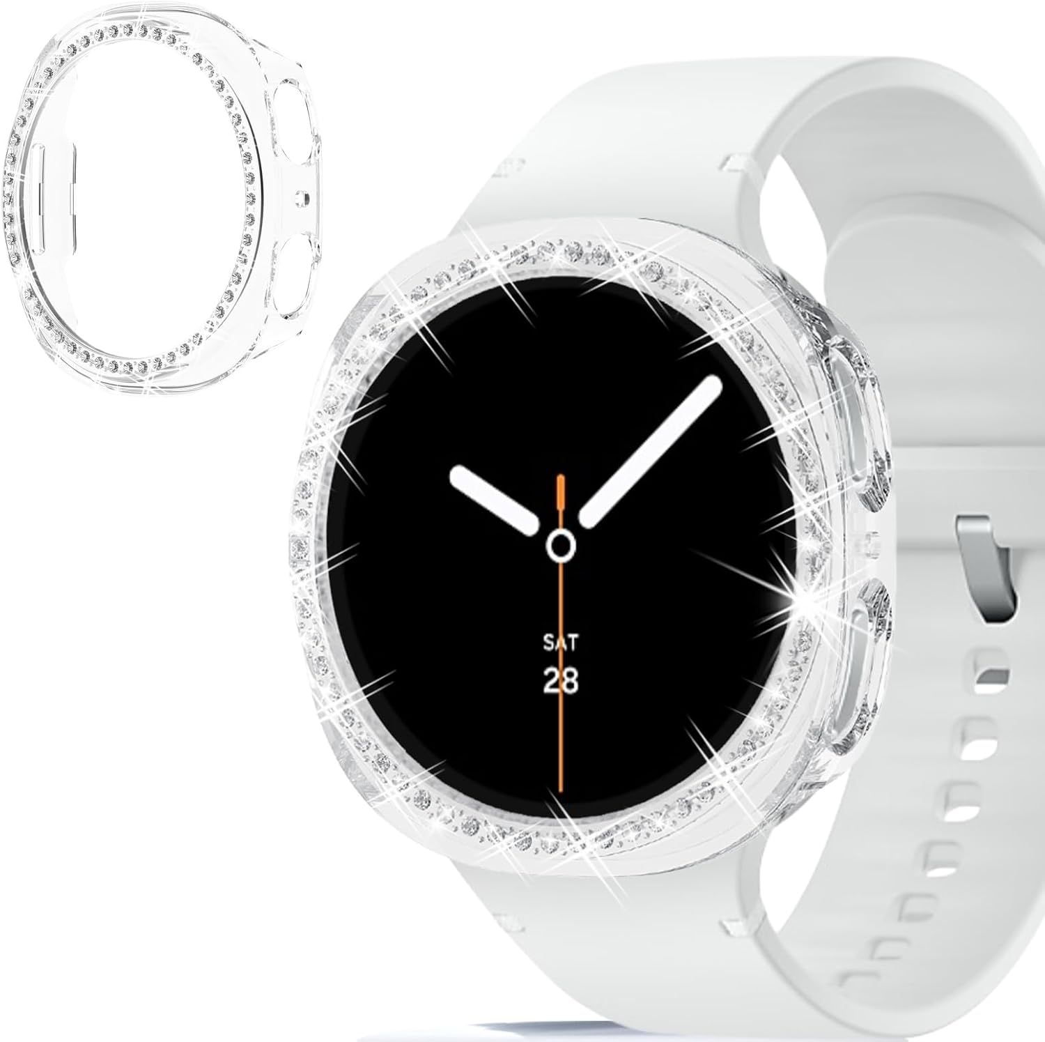 Detalle de Bling Case Diamond Bumper Hard PC Cover for Samsung Galaxy Watch 8 40mm (Clear)