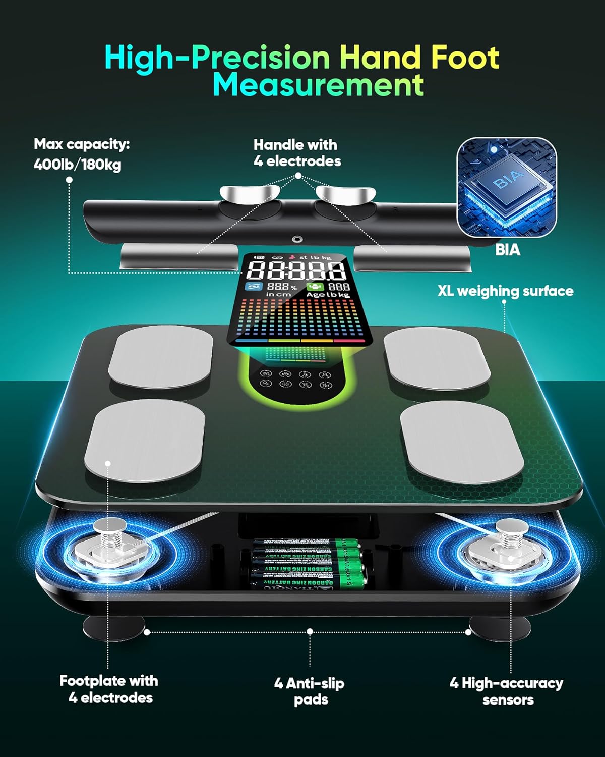 Thumbnail 2 de Scales for Body Weight: 58-Point Body Composition with 8 Electrodes and App Sync