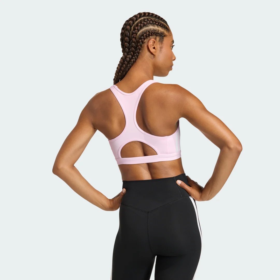 Detalle 2 de Sujetador de entrenamiento Optime Essentials 3 Stripes – Adidas, impacto medio