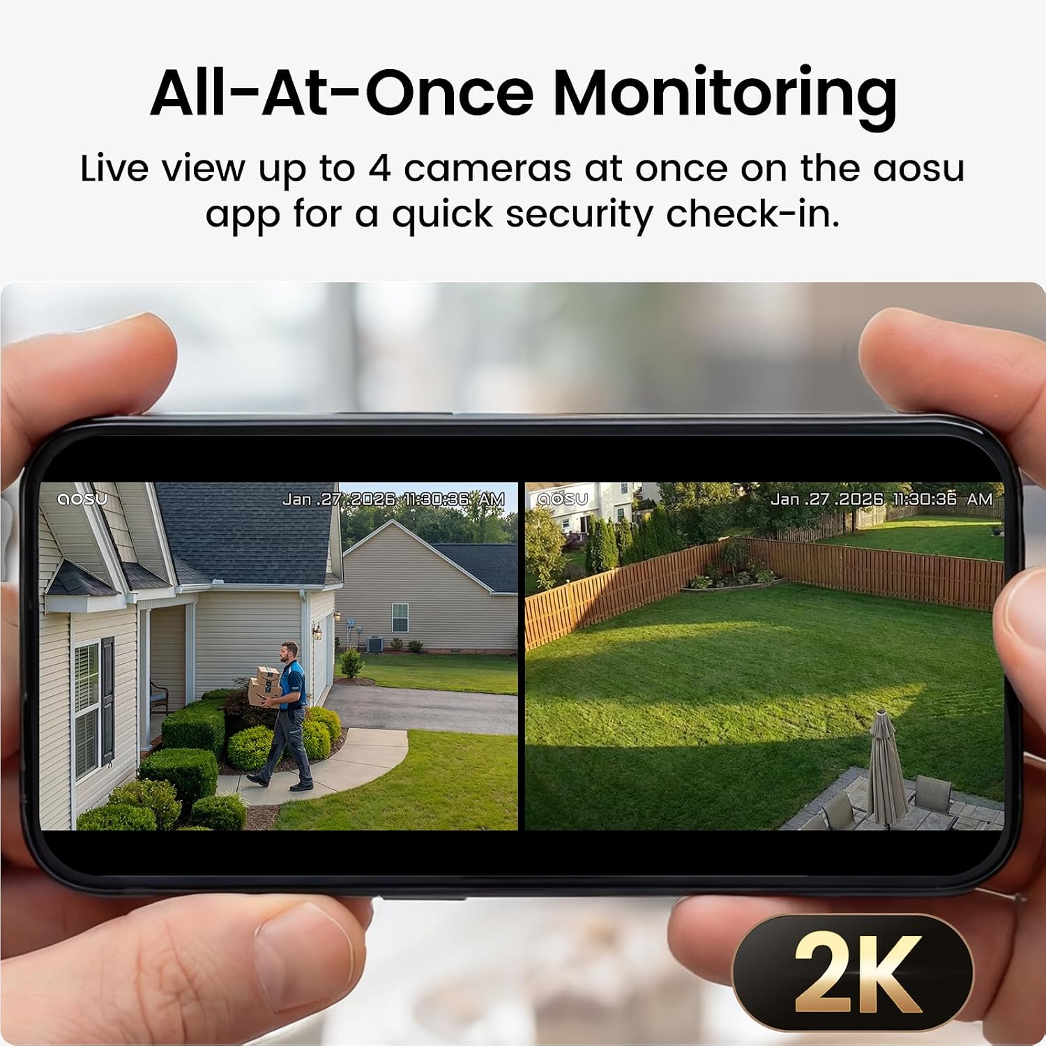 Thumbnail 3 de AOSU 2K Solar Security Cameras Wireless Outdoor Kit (2 Cam) with aosuBase 2.0