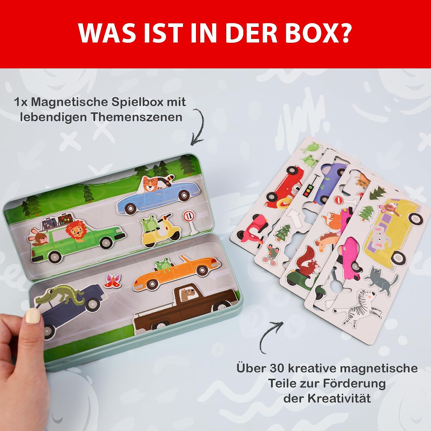 Detalle de Toydea Magnetspiel Puzzle Box Autos – Fördert Motorik & Fantasie ab 3 Jahren