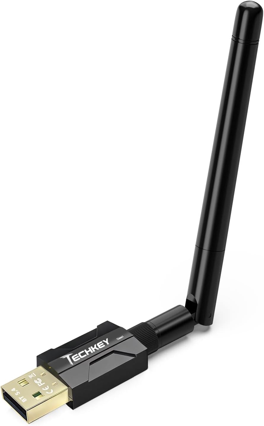 Detalle de Techkey Long Range USB Bluetooth 5.3 Adapter (Class 1, up to 328ft) for Desktop PC