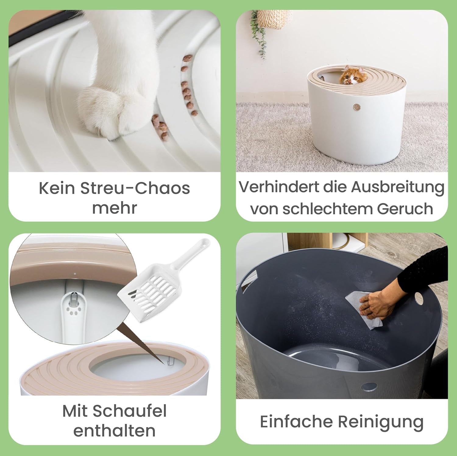 Thumbnail 1 de Iris Ohyama Katzenklo PUNT-530 mit Schaufel bis 7 kg, Weiß/Beige, mit Deckel (XXL)