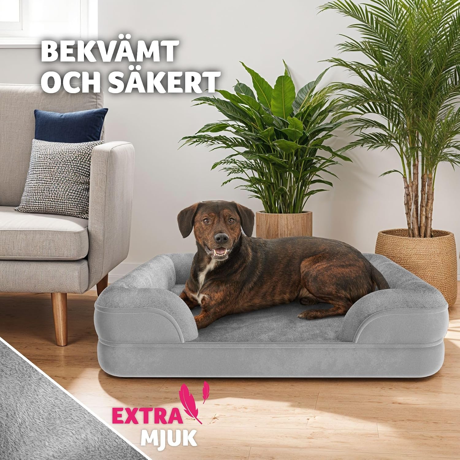 Detalle de tectake Kimba ortopedisk hundbädd L med memoryskum och tvättbart överdrag
