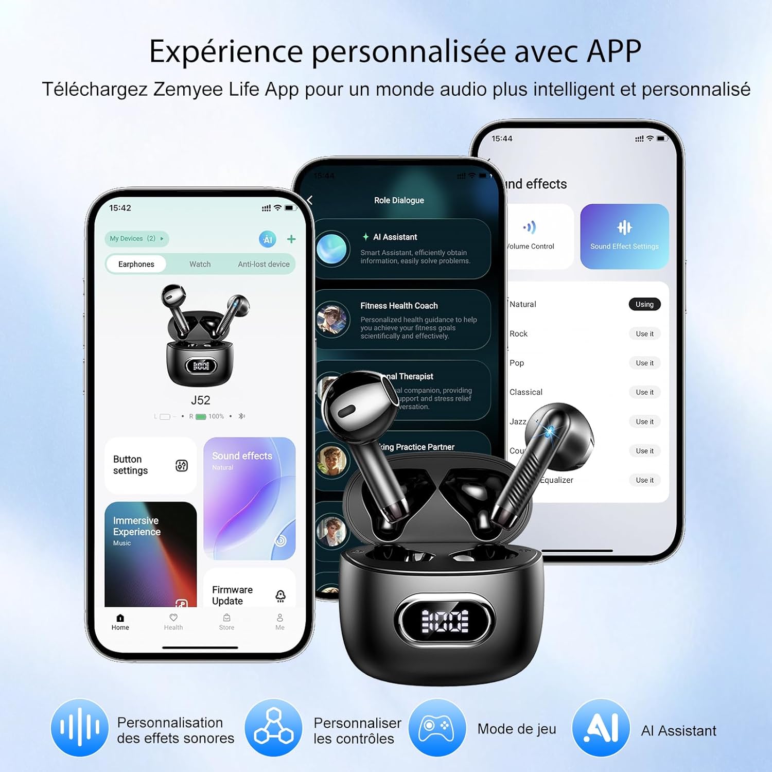 Thumbnail 3 de Ecouteurs Bluetooth sans Fil J52 — Bluetooth 5.4, réduction ENC et 42 h d’autonomie IP7