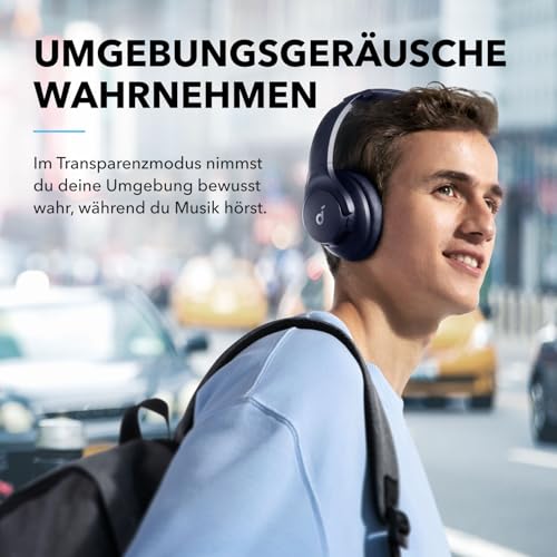 Detalle de soundcore by Anker Q20i kabelloser Bluetooth Over-Ear-Kopfhörer – Noise Cancelling, lange Akkulaufzeit, duale Verbindung