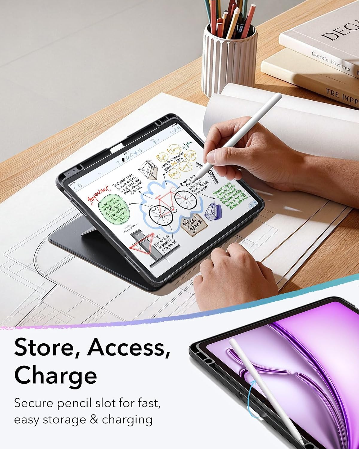 Thumbnail 6 de ESR Flip-Hülle für iPad Air 13 Zoll (2026/2025/2024) M4/M3/M2 mit vertikalem Stand und Stifthalter – Schwarz