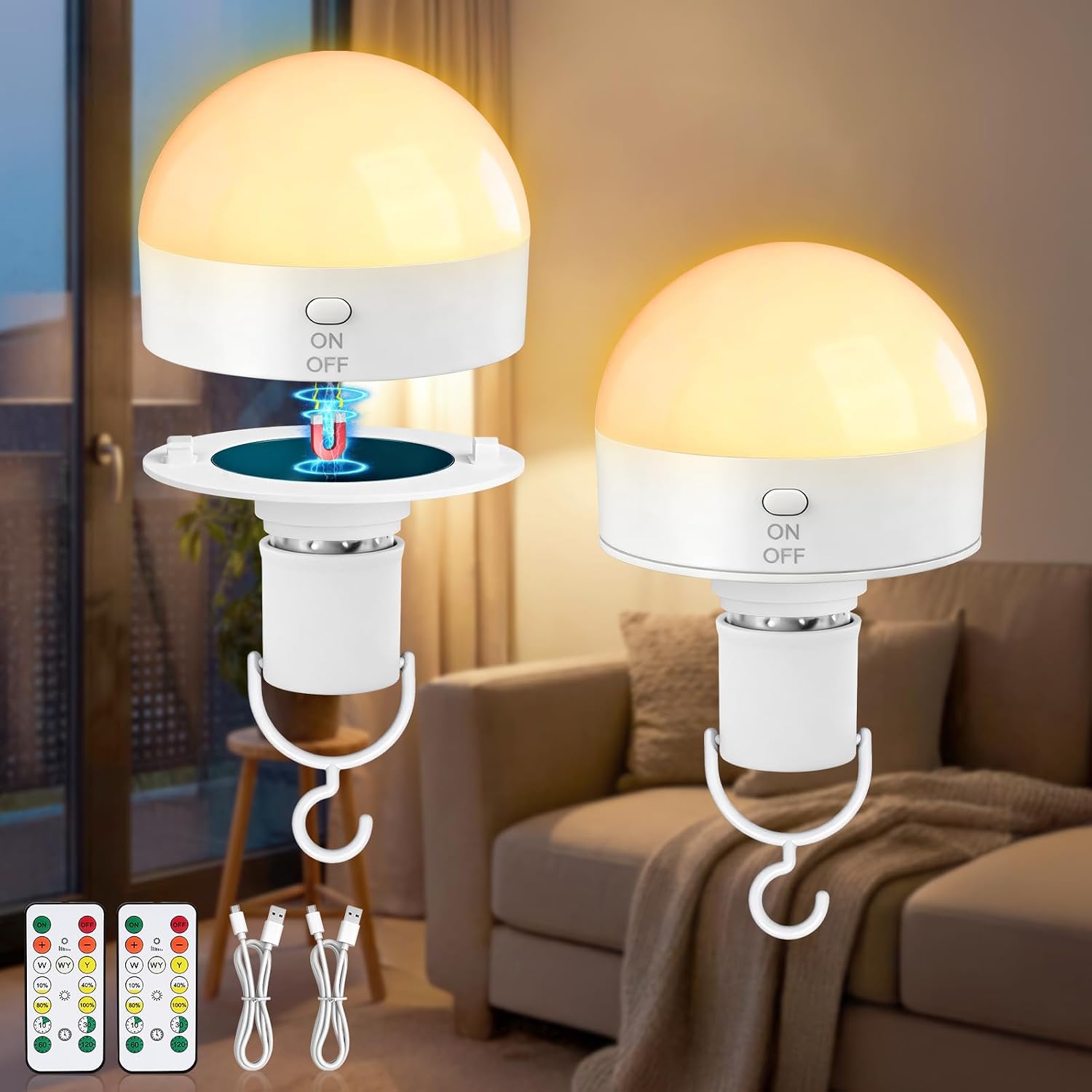 Detalle de Kimjo D0905 E27-ledlampen, oplaadbaar en dimbaar met afstandsbediening