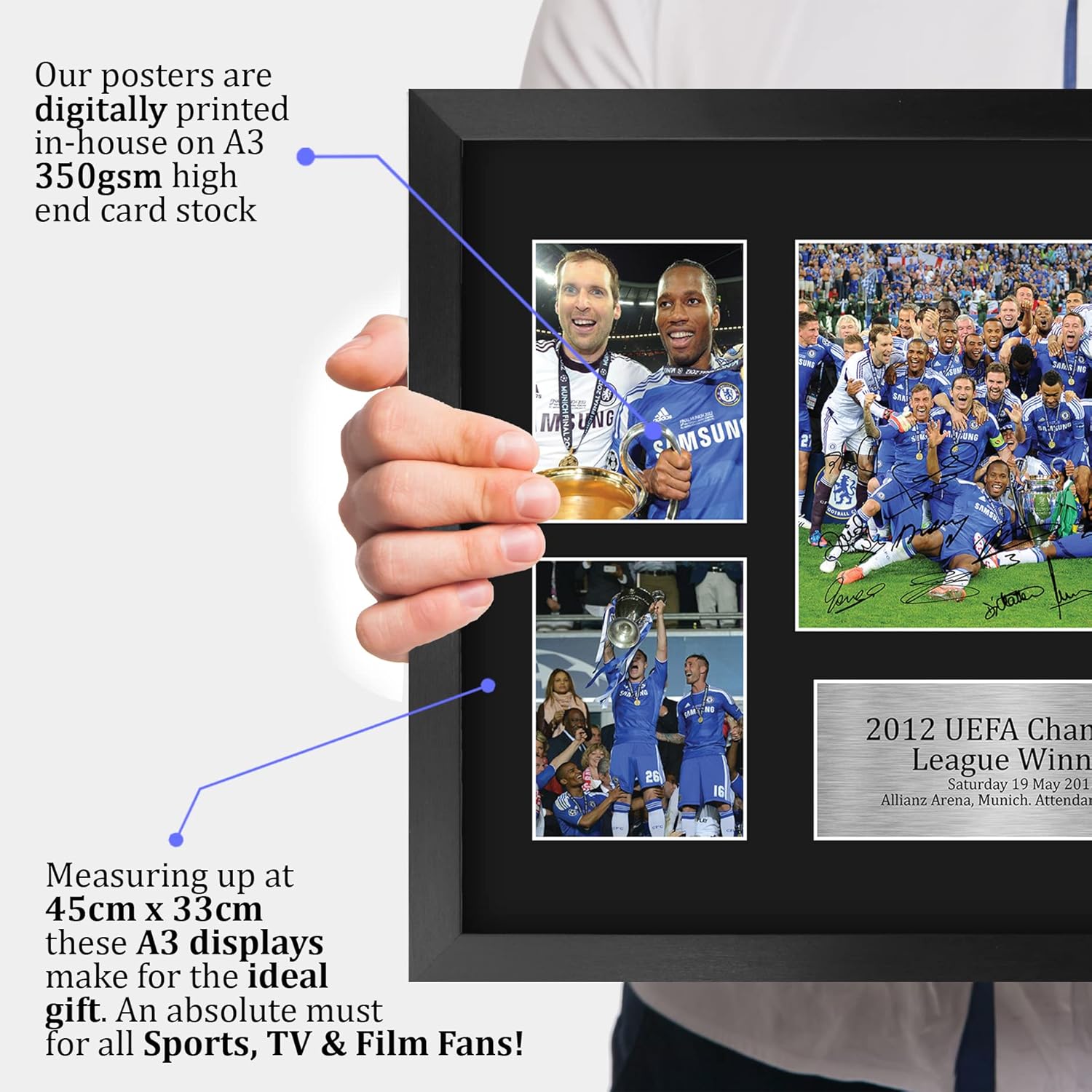 Thumbnail 2 de HWC Trading FR A3 Champions League Winners 2012 framed signed autograph memorabilia photograph display