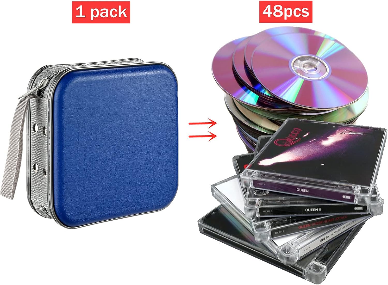 Detalle de LIOVODE CD Wallet 48 Capacity: Portable Binder for CD/DVD/Discs (Blue)