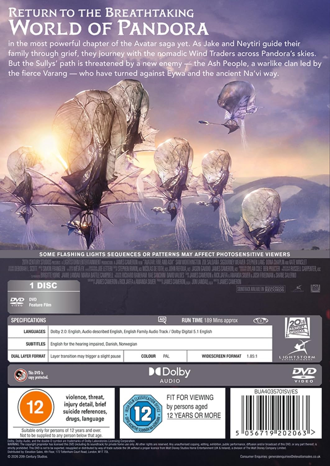 Detalle 2 de Elevation Sales Limited Avatar Fire and Ash DVD
