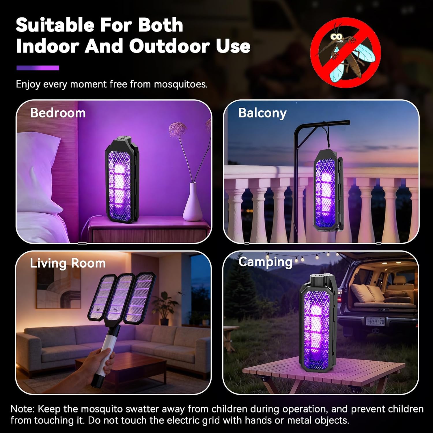 Thumbnail 6 de 2 in1 Lampe Anti Moustique USB Rechargeable – Lampe/Raquette Pliable pour l’intérieur et l’extérieur
