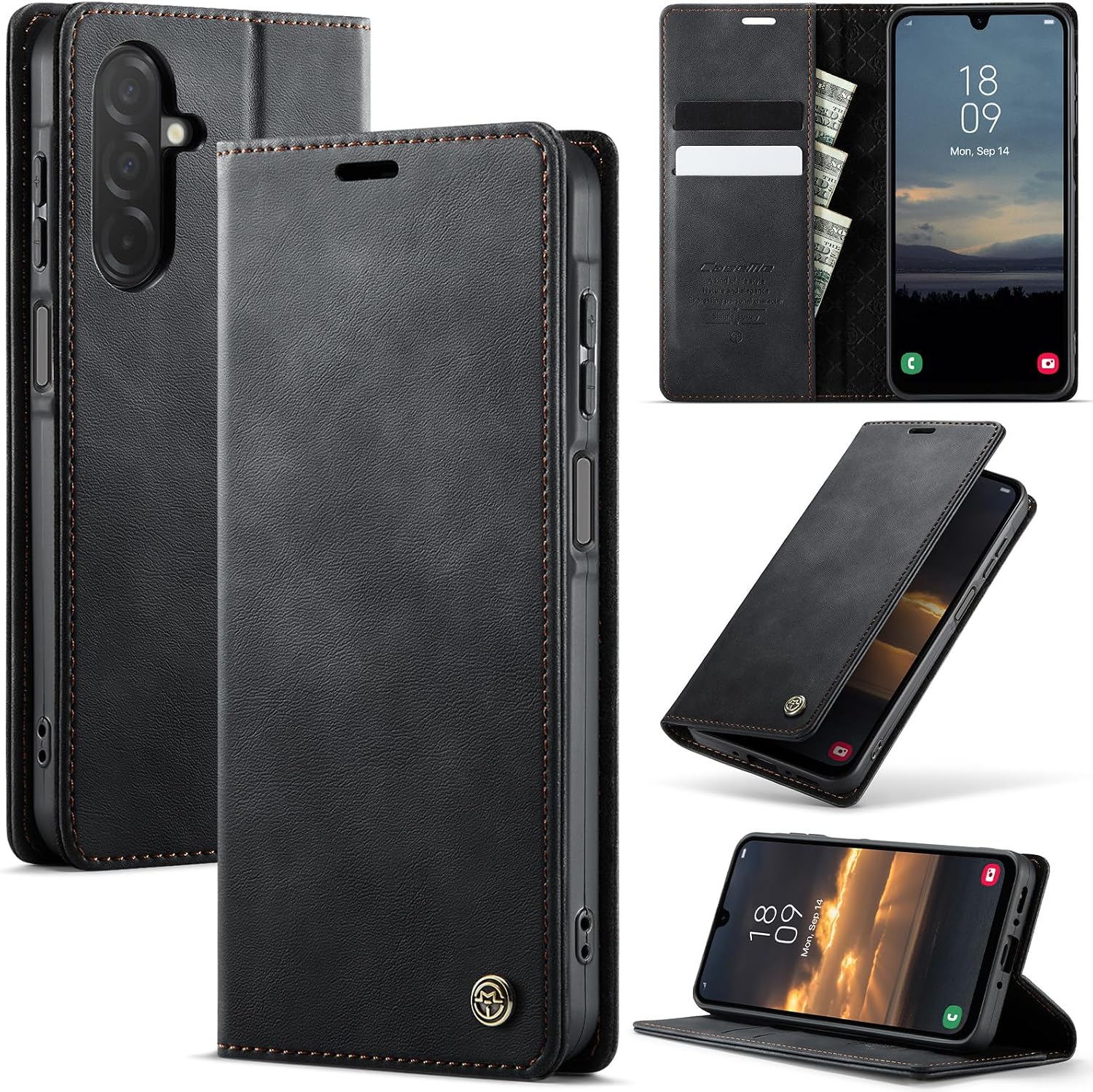 Detalle de Lonjanfon Lederflip-Hülle für Samsung Galaxy A26 5G – RFID Wallet Case Schwarz