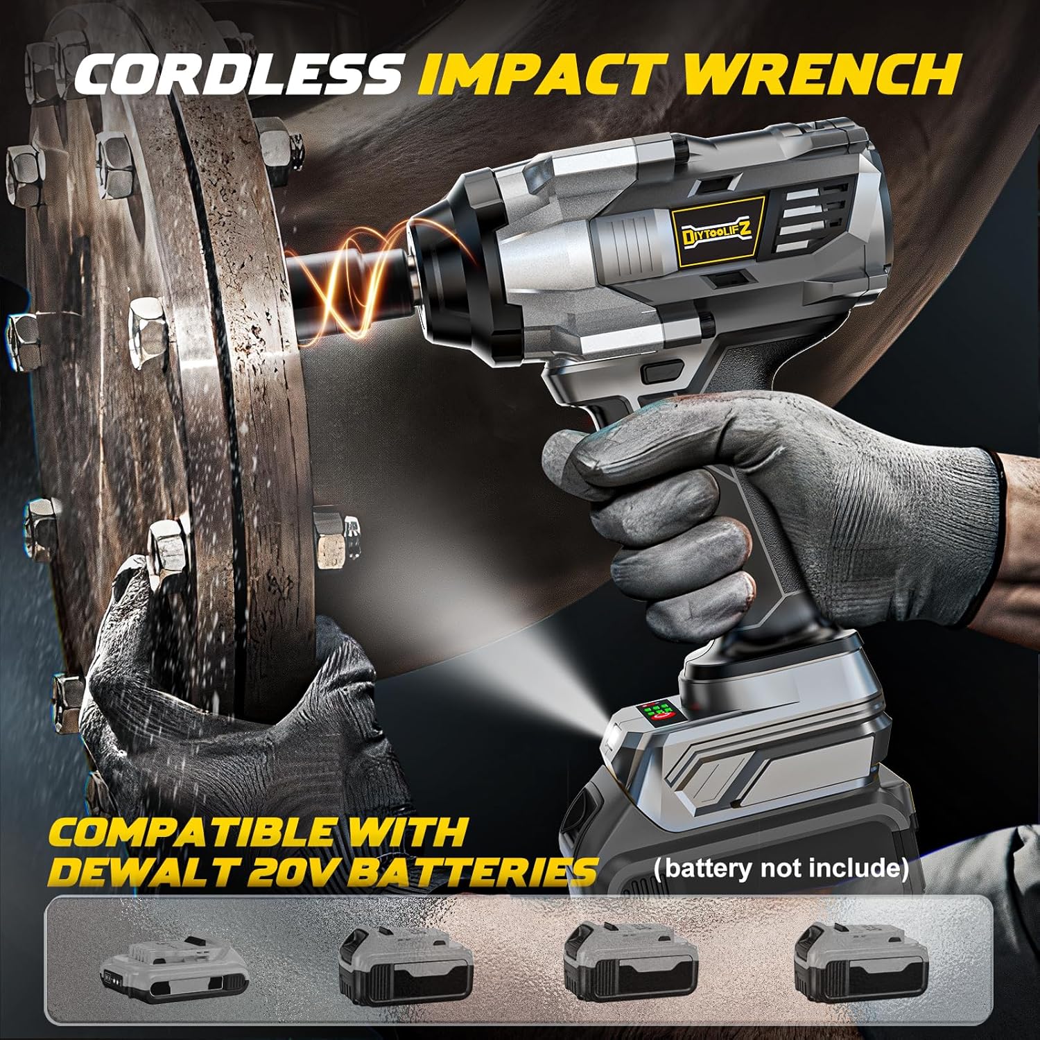 Detalle 2 de DIYtoolifz Cordless Impact Wrench 1000 Ft-lbs