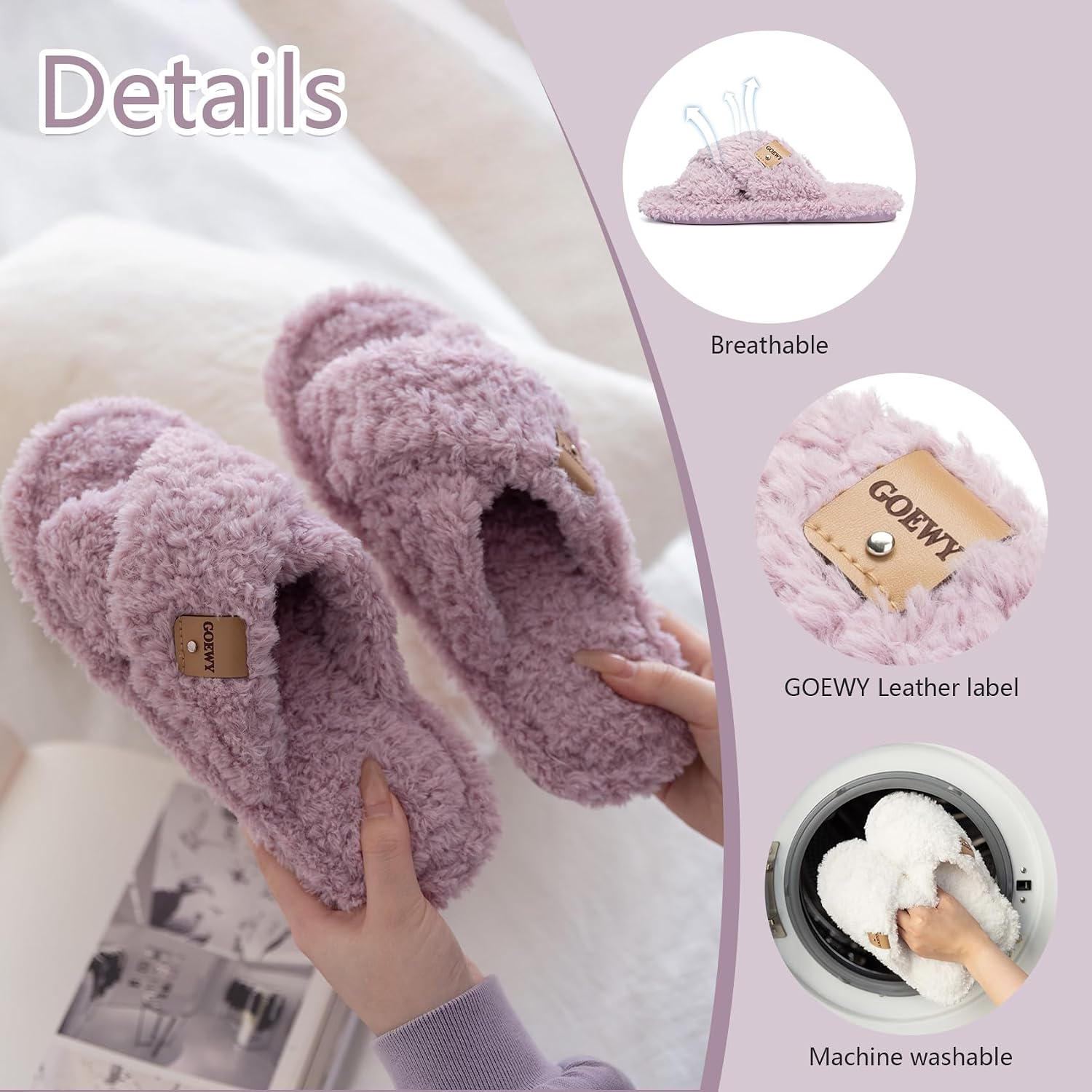 Detalle 2 de GOEWY Open-Toe Slippers with Memory Foam