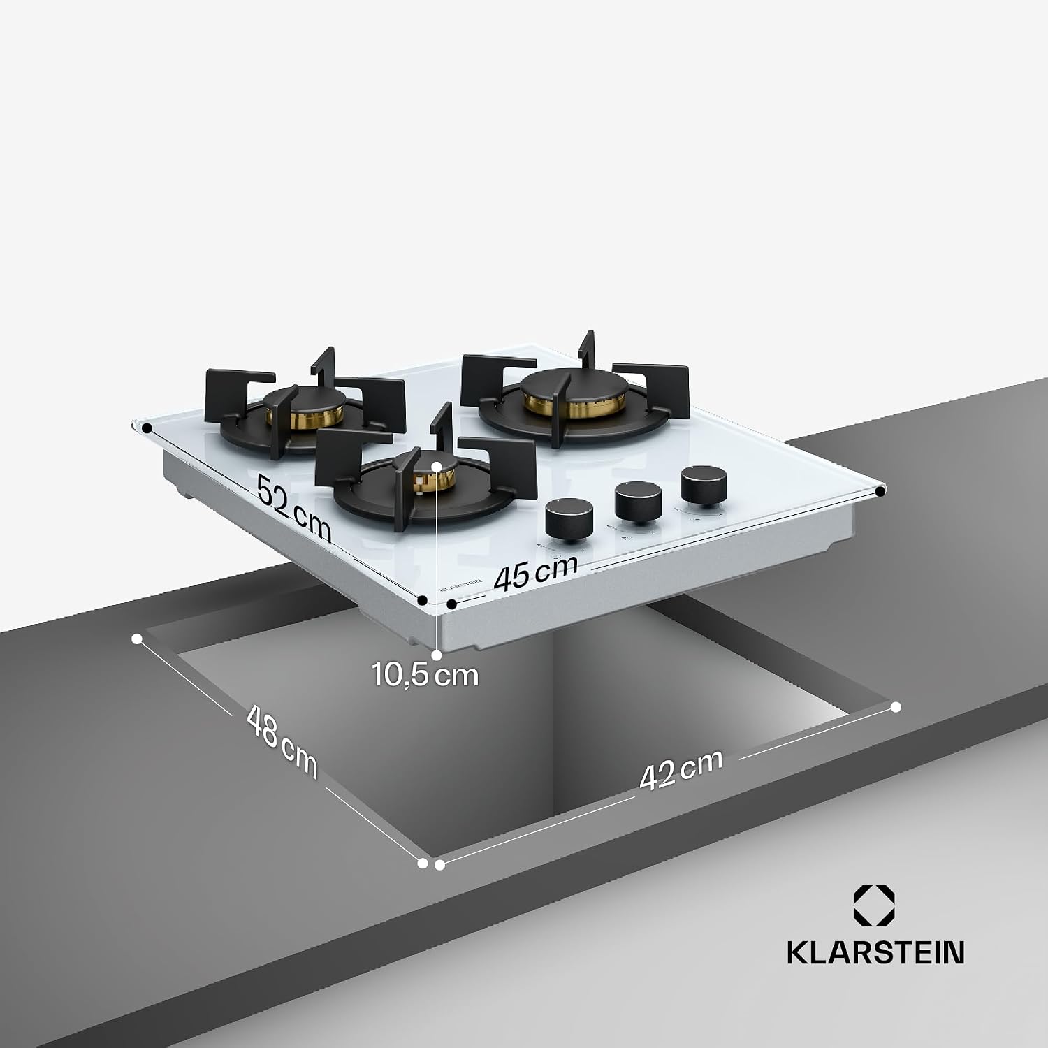 Detalle 2 de Klarstein Goldflame – 3-palnikowa płyta gazowa 5800 W, szkło hartowane i mosiądz