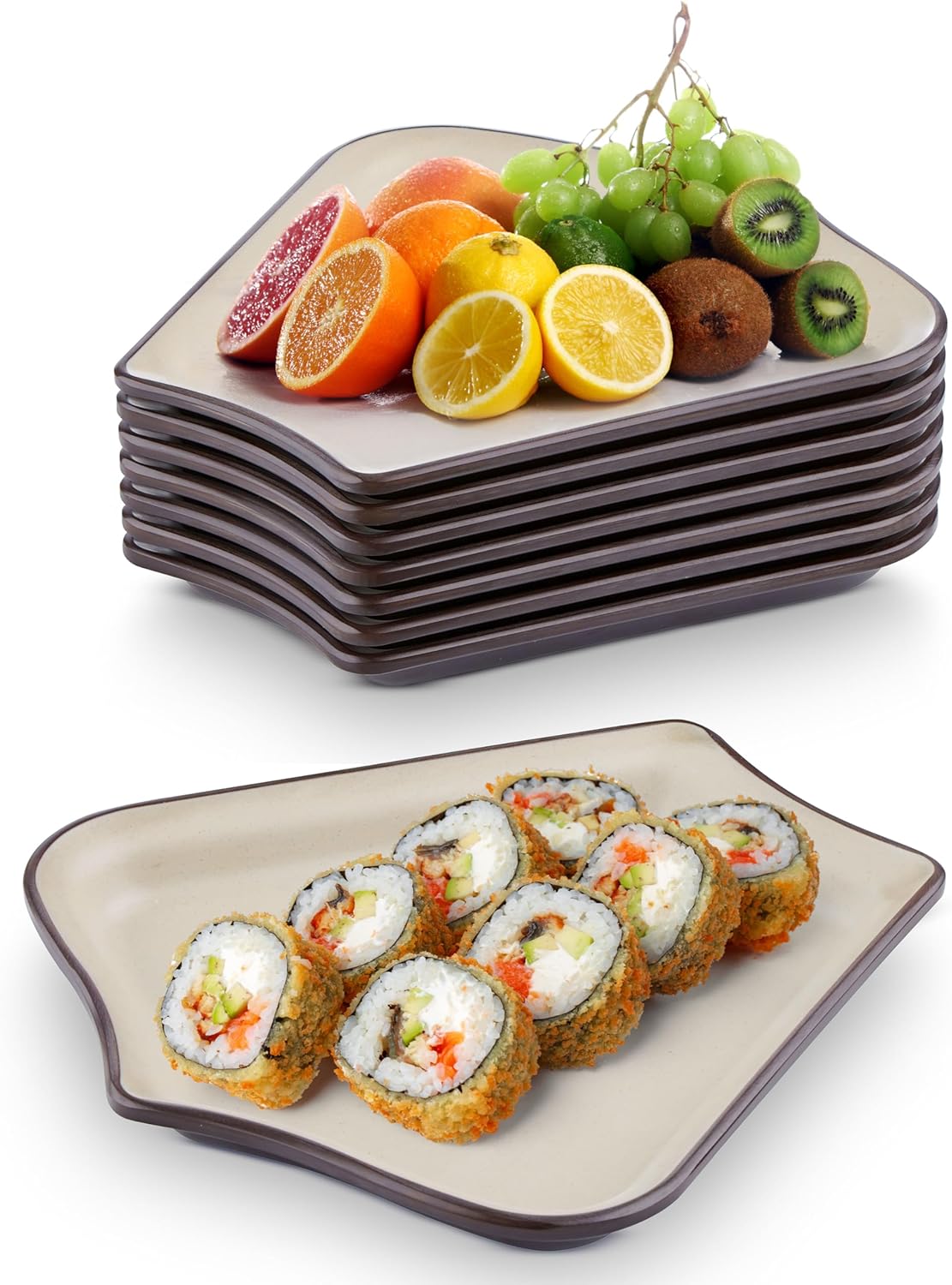 Thumbnail 3 de 9-Compartment Modular Melamine Serving Platter – Reusable & Dishwasher-Safe Party Tray