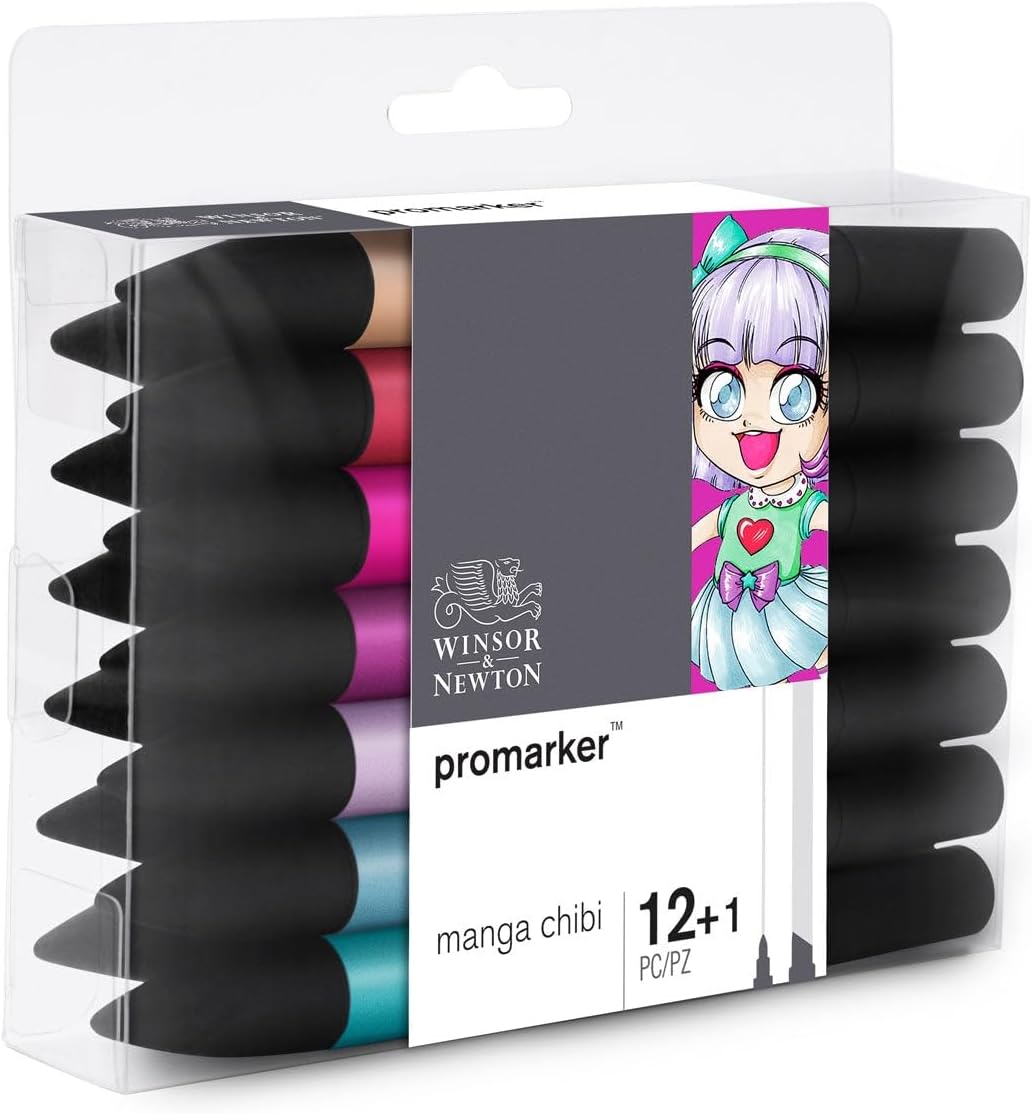 Detalle de Winsor & Newton ProMarker 0290141 – Twinmarker-Set 13 Farben, feine und breite Spitze für Zeichnungen, Layouts und Manga