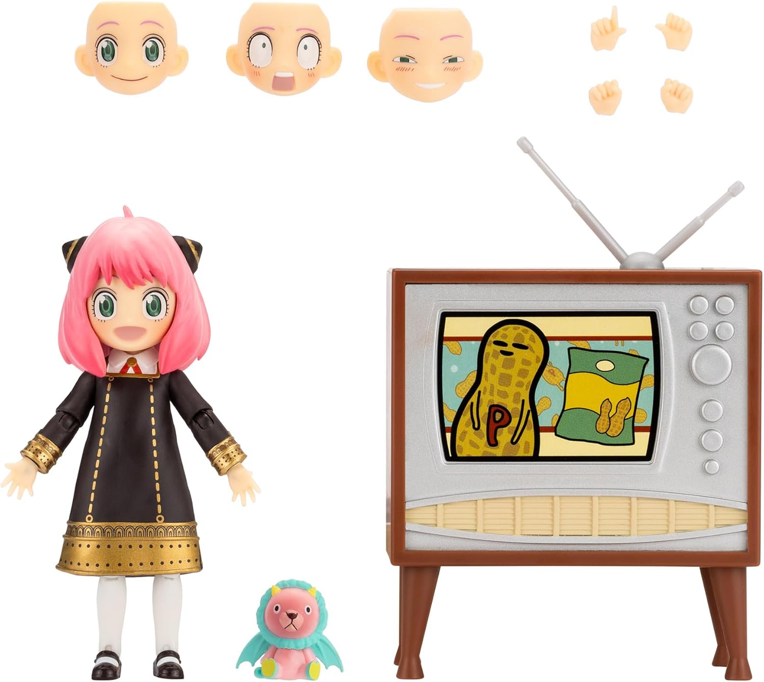Detalle de Total Anime KAZ0005 Anya Forger – SPYxFAMILY: bewegliche Sammlerfigur 16,5 cm mit Gesichtern und Zubehör