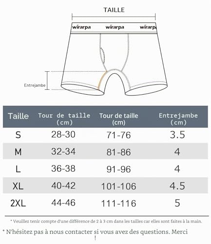 Detalle de wirarpa Boxer Homme Coton Elastique Confortable – Lot de 4 Noir, Taille L, avec Braguette Ouverte