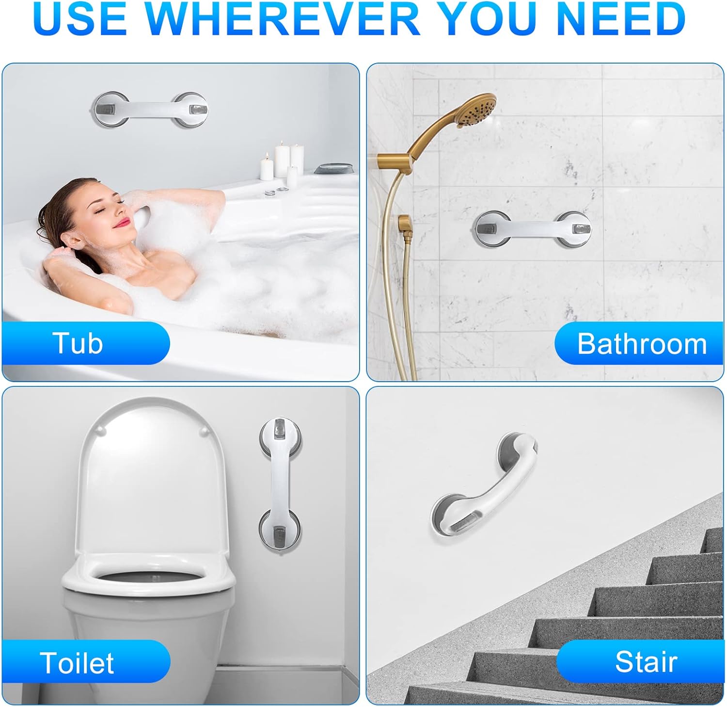 Thumbnail 2 de Shower grab rails 12 inch suction bar set