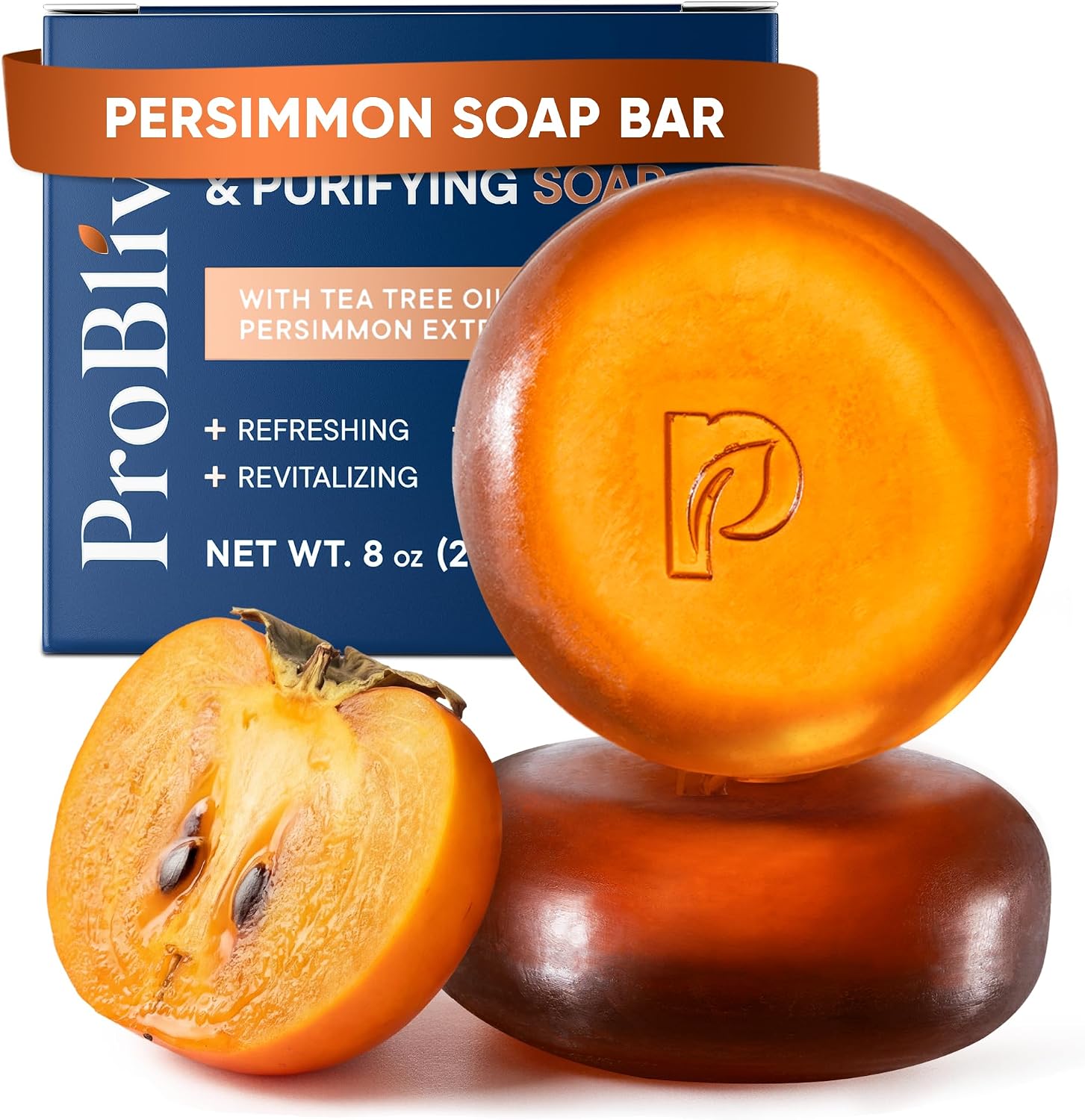 Detalle de ProBliva Purifying And Deodorizing Body Wash With Persimmon Soap Bar, Unscented, 2 Bars