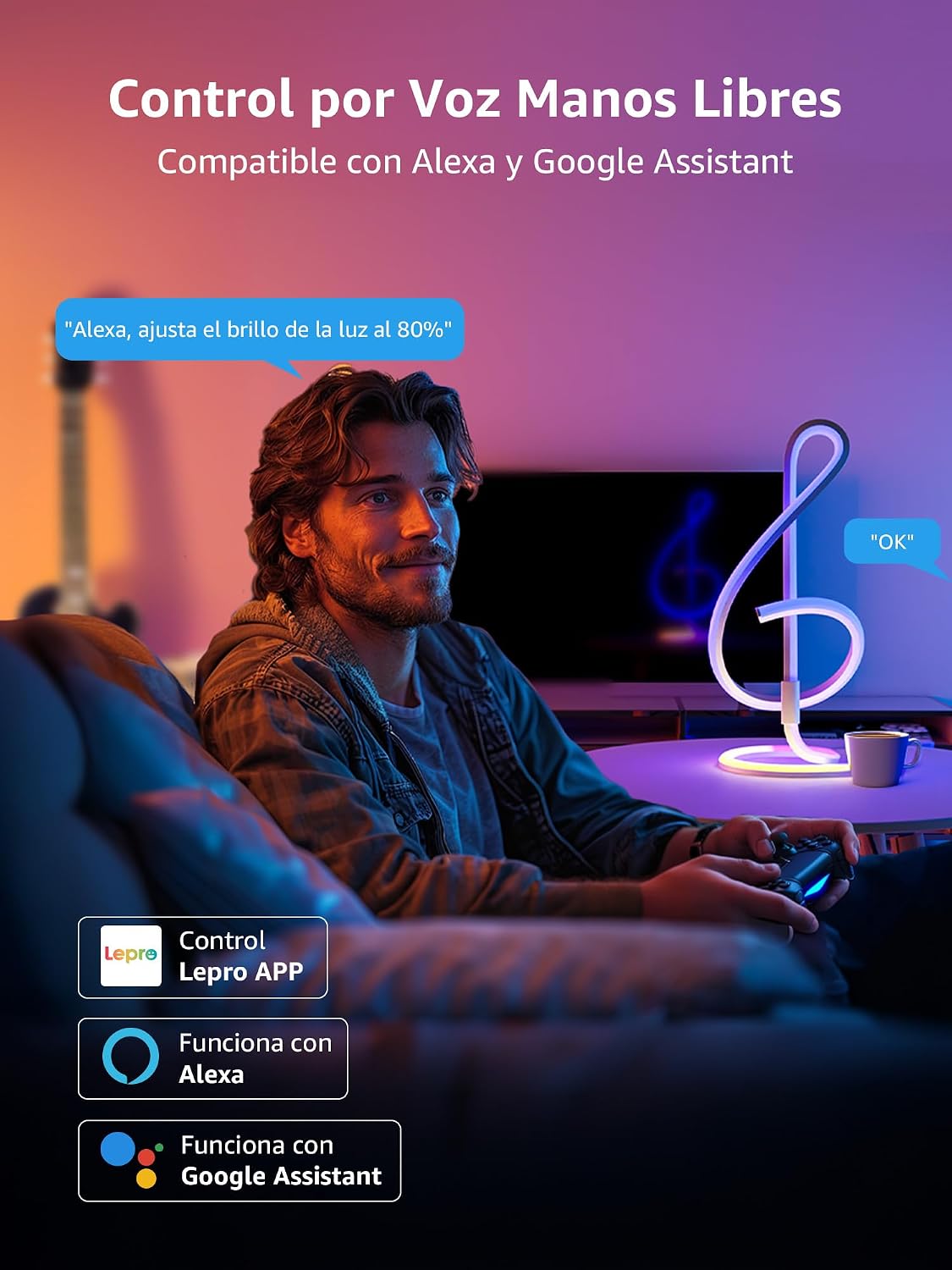 Thumbnail 5 de Lepro TB2 AI Lámpara de Mesa Inteligente con Luz RGB 🎶