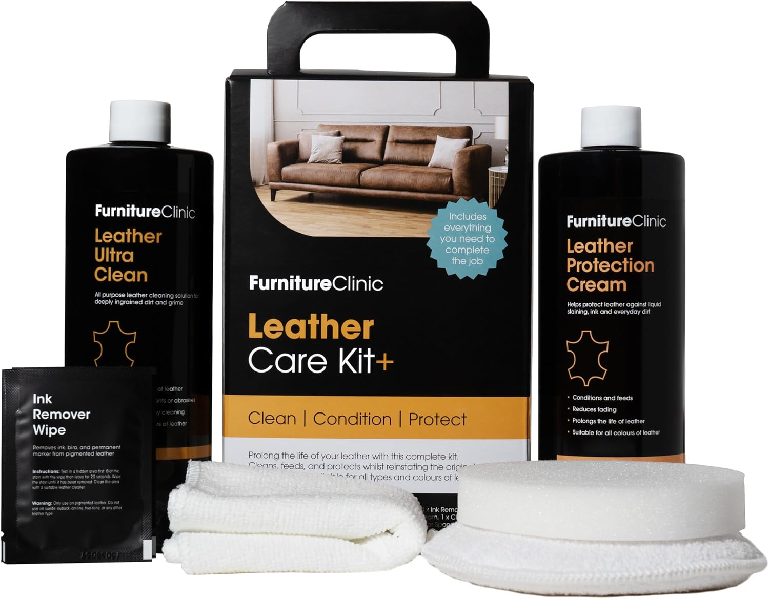 Detalle de Furniture Clinic Kit cuidado cuero 1.000 ml