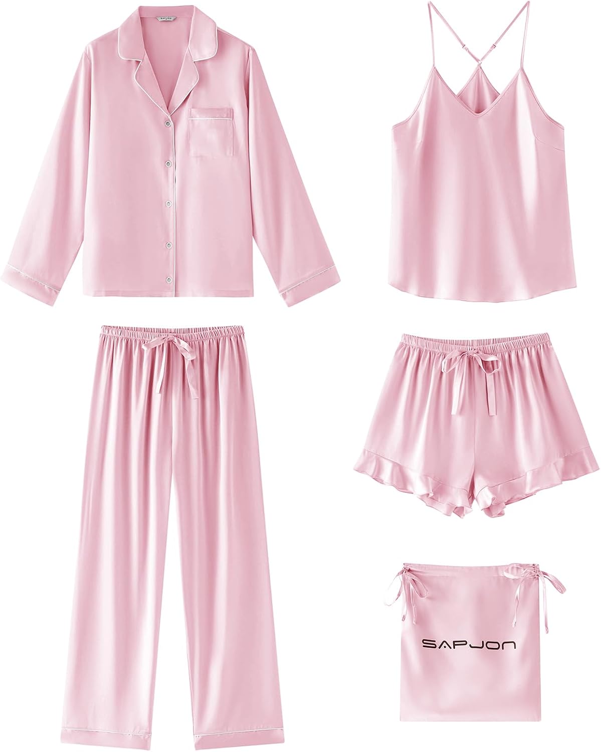 Detalle de SAPJON Satin Silk Pajamas 5-Piece Set