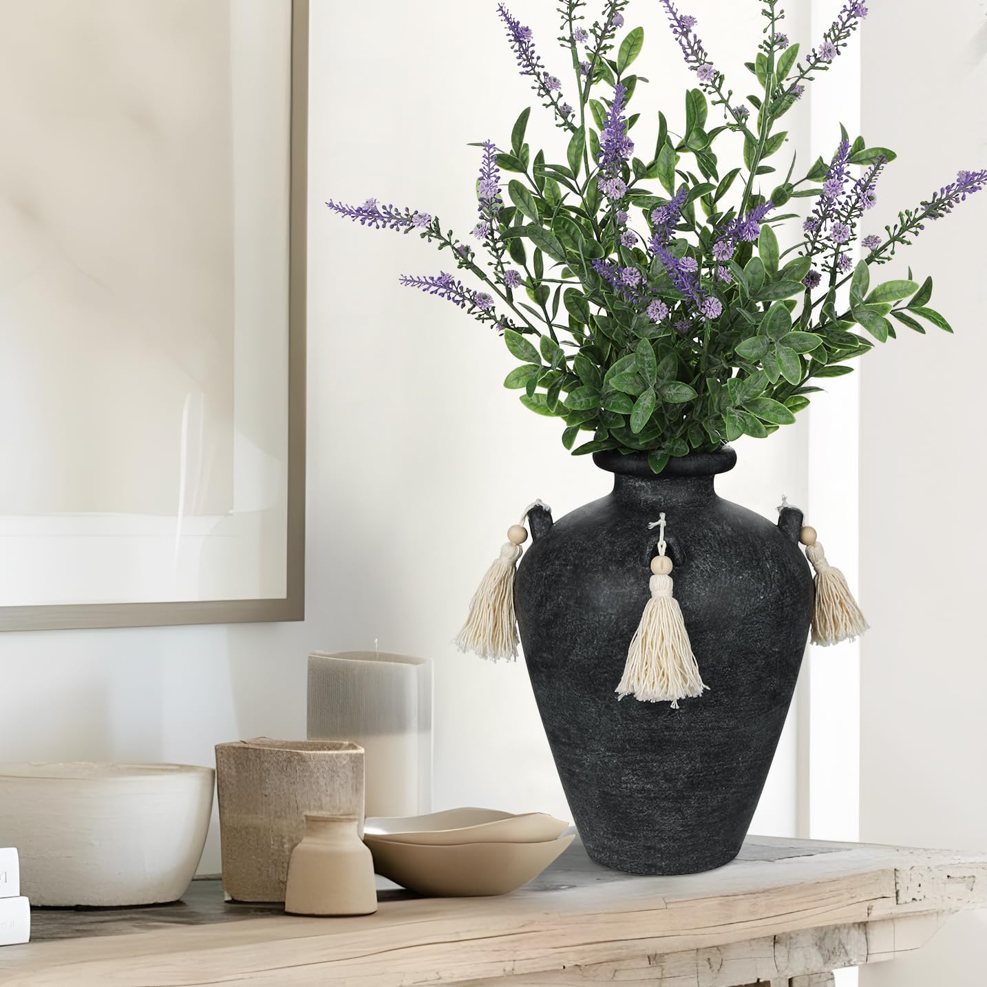 Thumbnail 4 de Arborus Vase Keramik 24 cm Vintage Vase Schwarz