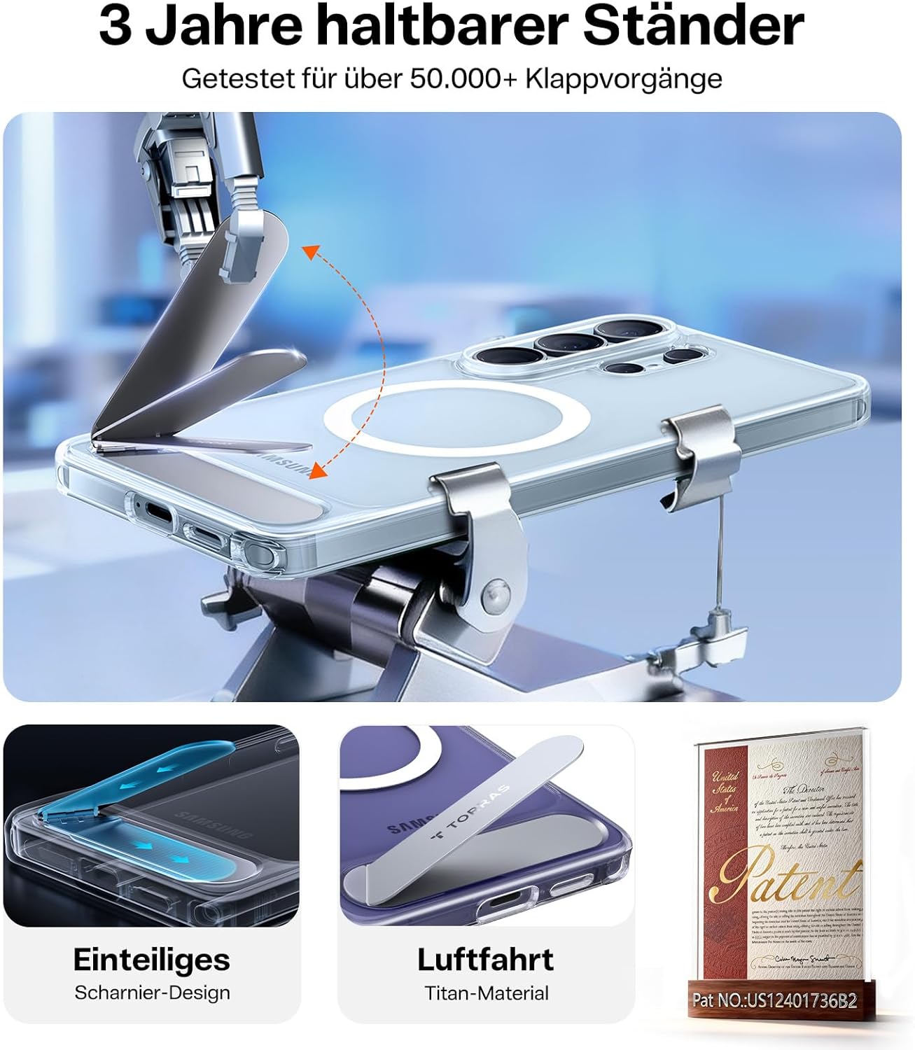 Thumbnail 4 de TORRAS 2026 Neu Ostand L1 Hülle für Samsung Galaxy S26 Ultra – MagSafe, Ständer, Militärschutz, Transparent