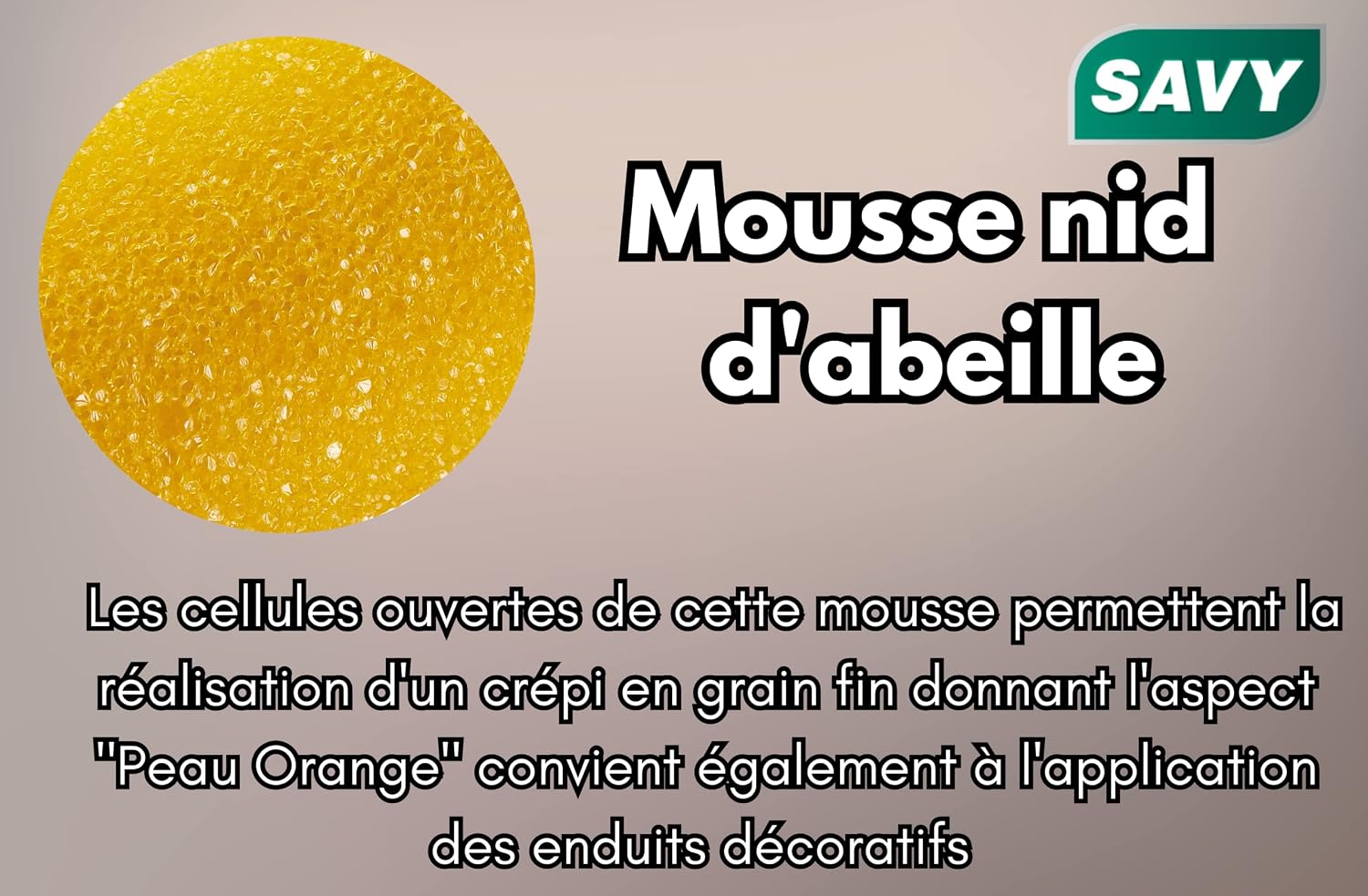 Detalle 2 de SAVY Manchon crepi grain fin long. 180 mm, Jaune – outil d’application pour crépis et enduits décoratifs