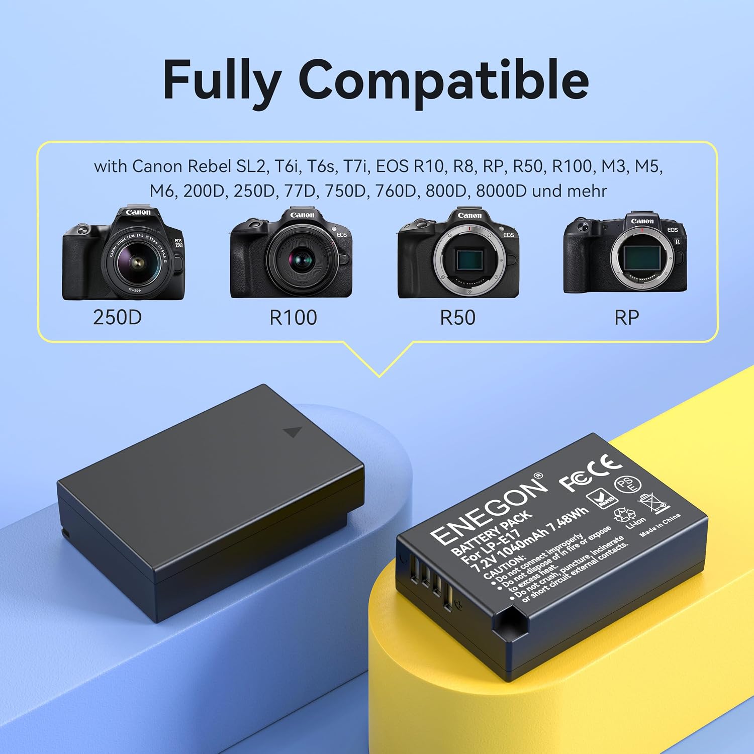 Thumbnail 1 de ENEGON Batteria LP-E17 (2 pezzi) con caricatore per Canon EOS R10/R8/RP/R50/R100 e altre