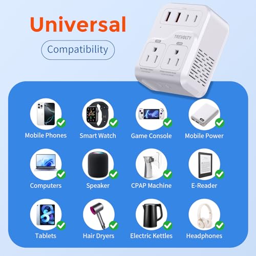 Thumbnail 3 de TREVOLTY 2000W US to Europe Voltage Converter with 7-in-1 Travel Adapter
