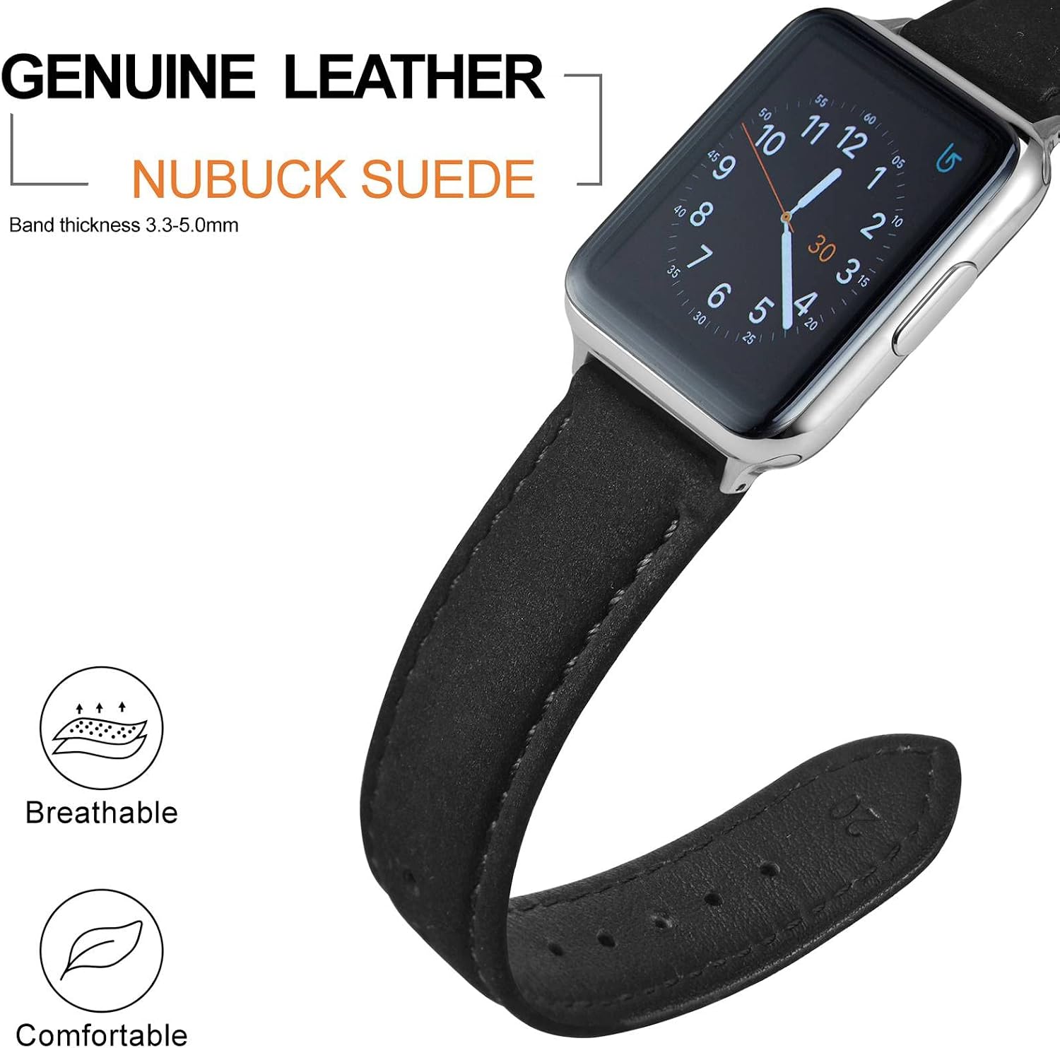 Thumbnail 2 de ANNEFIT Uhrenarmband Vintage Nubuk Leder 18–22mm
