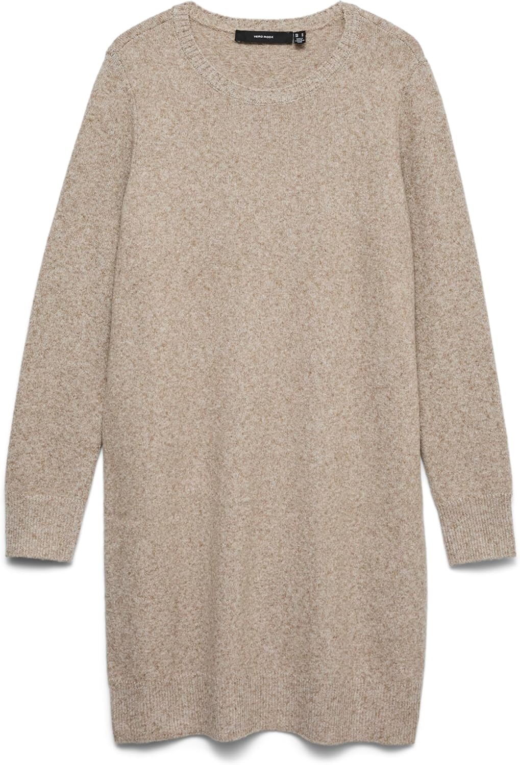 Detalle de VERO MODA Strickkleid VMDOFFY mit Rundhalsausschnitt – kurzes Kleid aus recyceltem Polyester