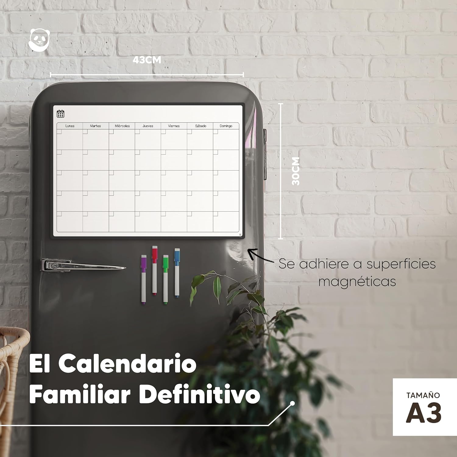 Detalle 2 de Smart Panda Pizarra Magnética A3 planificador semanal 🗓