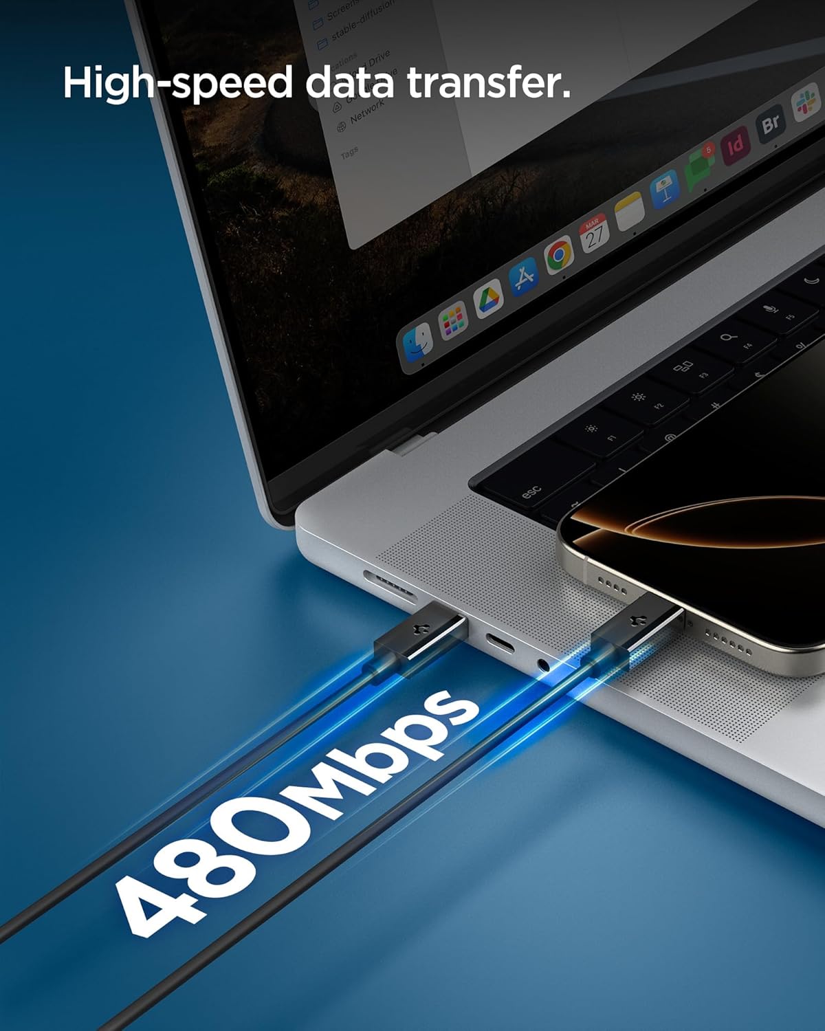 Thumbnail 5 de Spigen Essential Cavo USB Type-C a USB-C 60W (2 m) con ricarica rapida e trasferimento dati fino a 480 Mbps