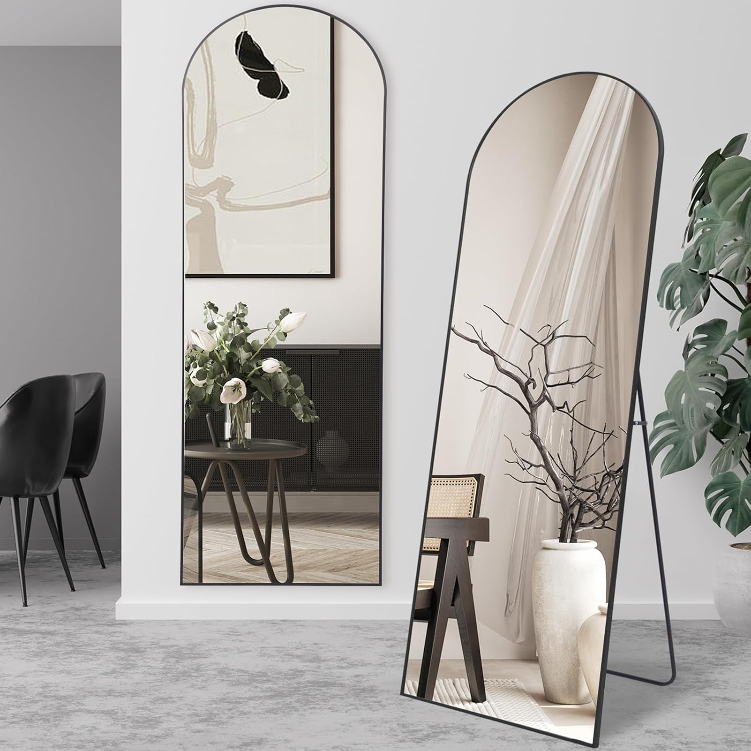 Thumbnail 2 de LunaMirror Full Length Mirror with Arch Black Frame – 147 x 44 cm