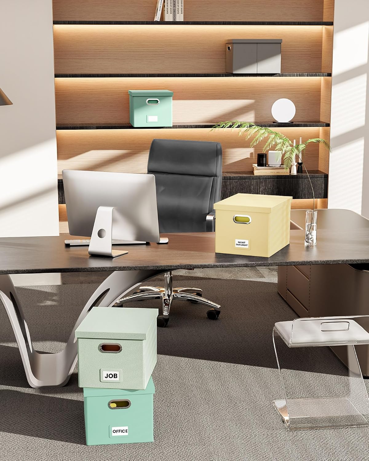 Detalle de Oterri AM03118 File Organizer Box for Letter/Legal Files, Foldable with Flip-Top Lid