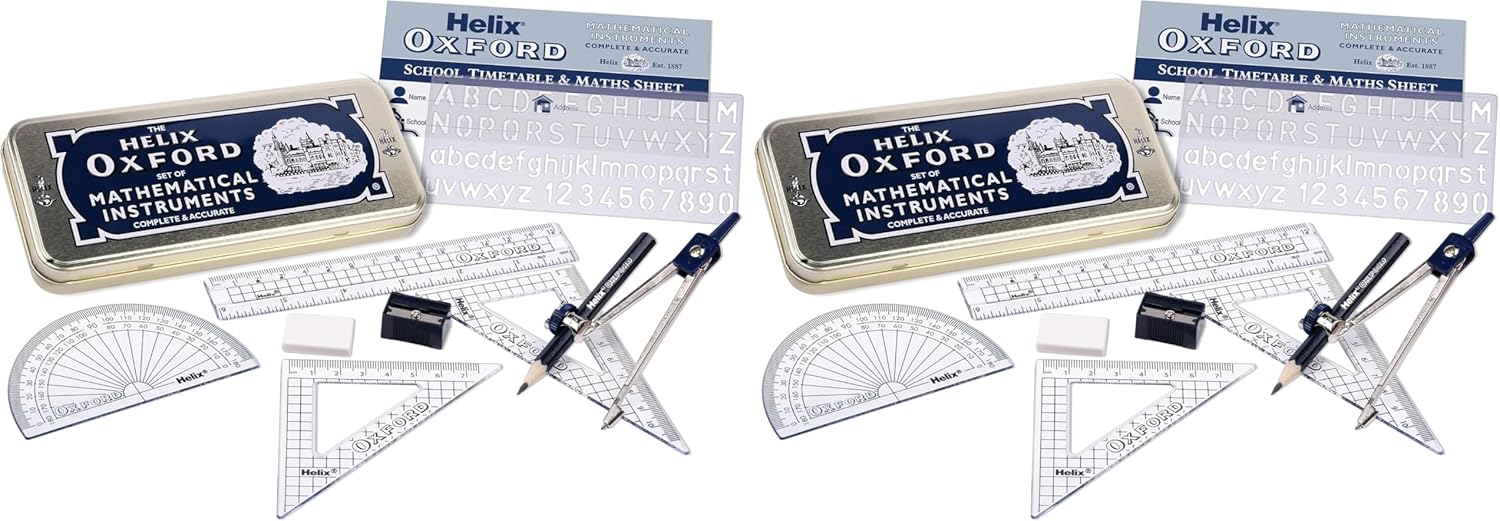 Thumbnail 6 de Helix Oxford Cyber Eco Maths Set – complete 9-piece school maths equipment (with tin)