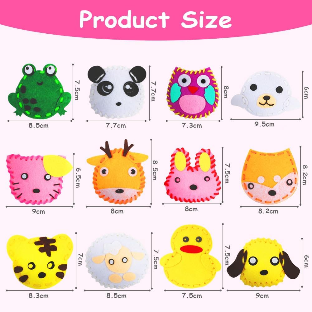 Detalle 2 de Vicloon First Sewing Kit for Kids (12-piece) – cute animal keychain craft set for ages 5–12