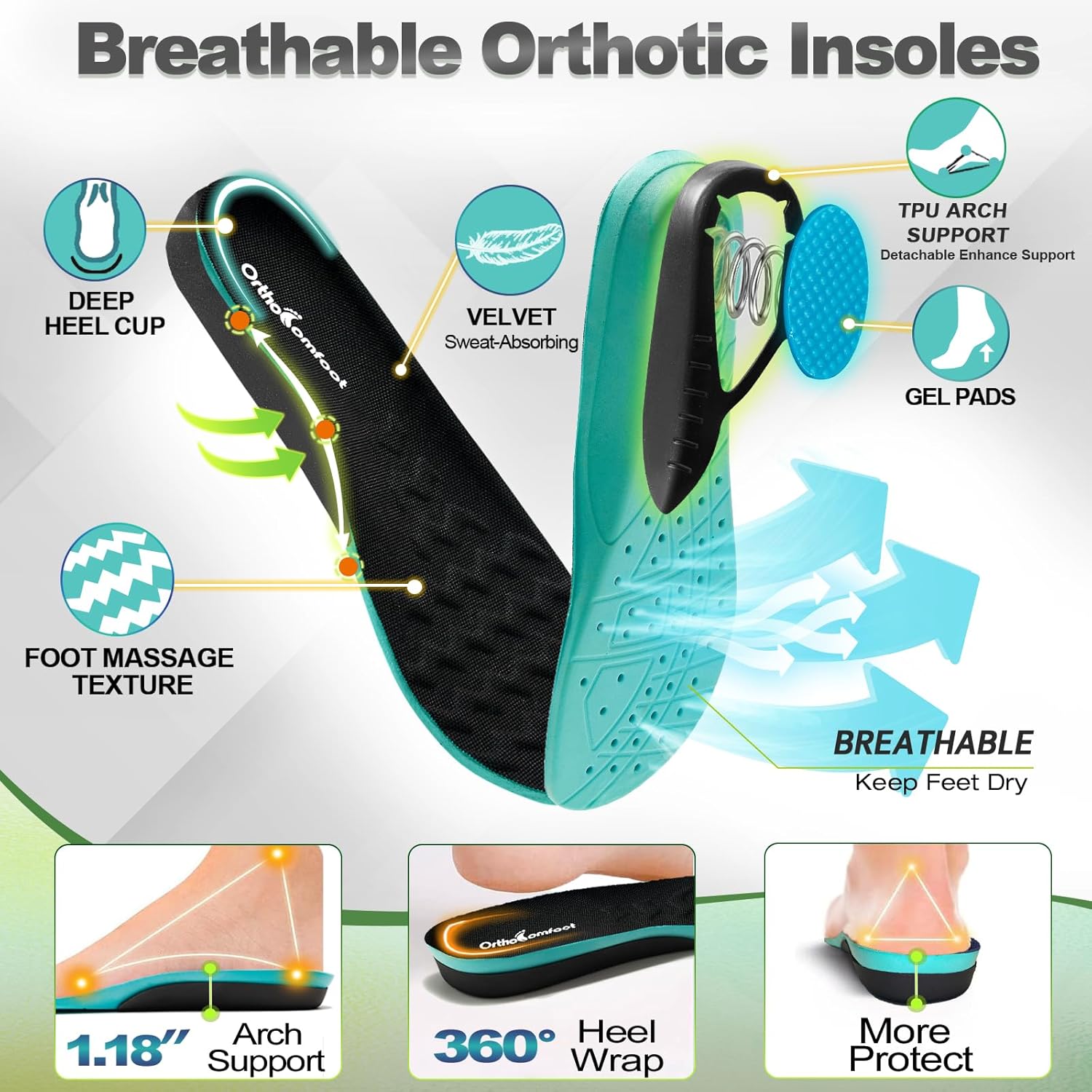 Detalle de OrthoComfoot Men’s Orthopedic Diabetic Wide Shoes with Arch Support and Wide Toe Box