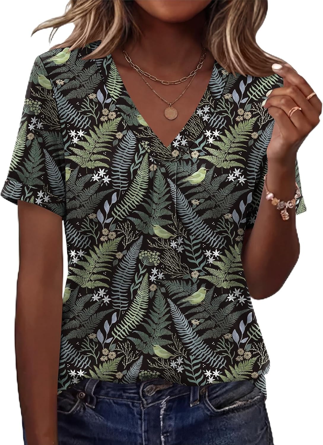 Detalle de AKEWEI Women's Top, V-Neck