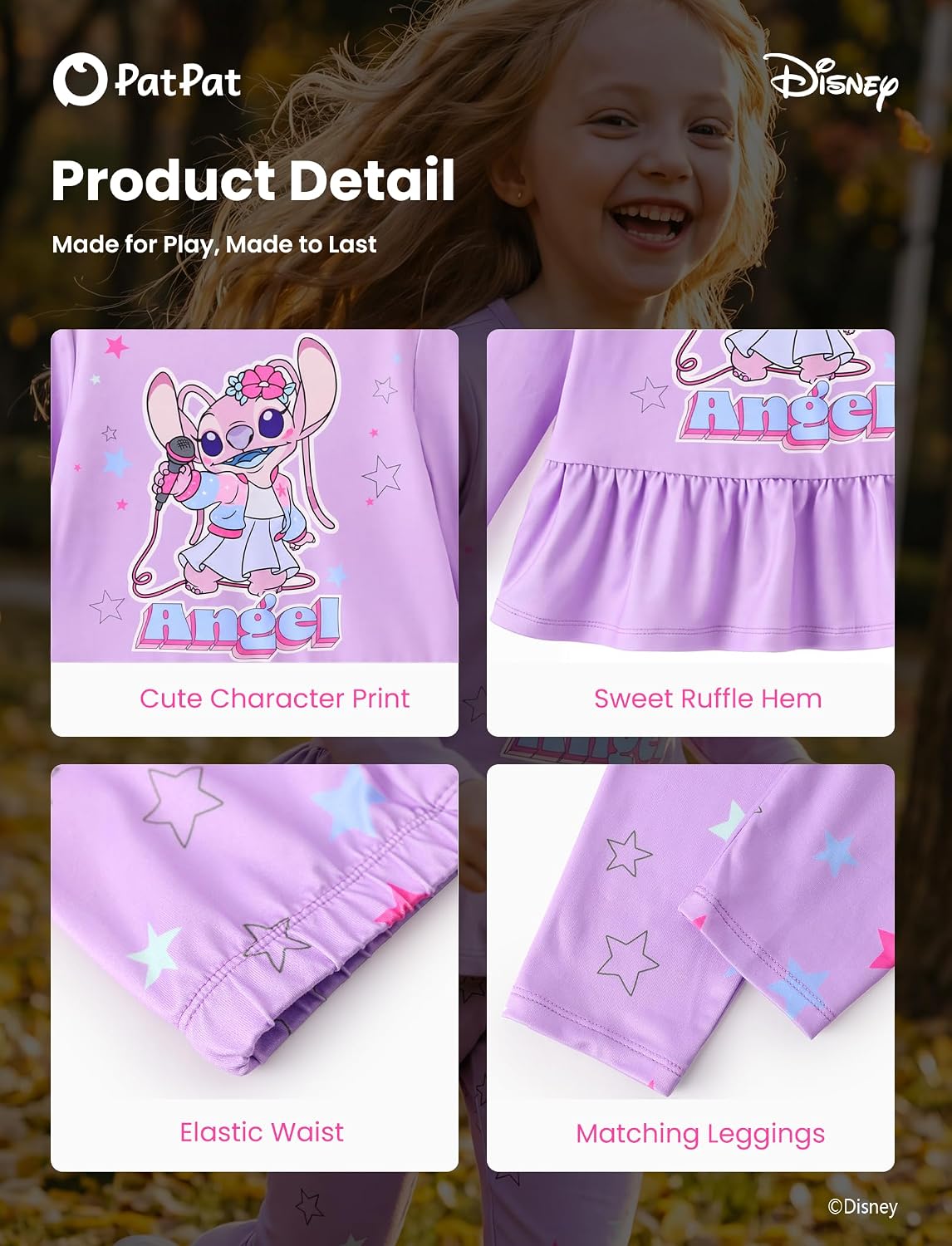 Detalle 2 de Disney Minnie Mouse Frozen Princess Marvel Toddler Girls 2-Piece Long Sleeve Sweatshirt + Leggings Set (2-6Y)