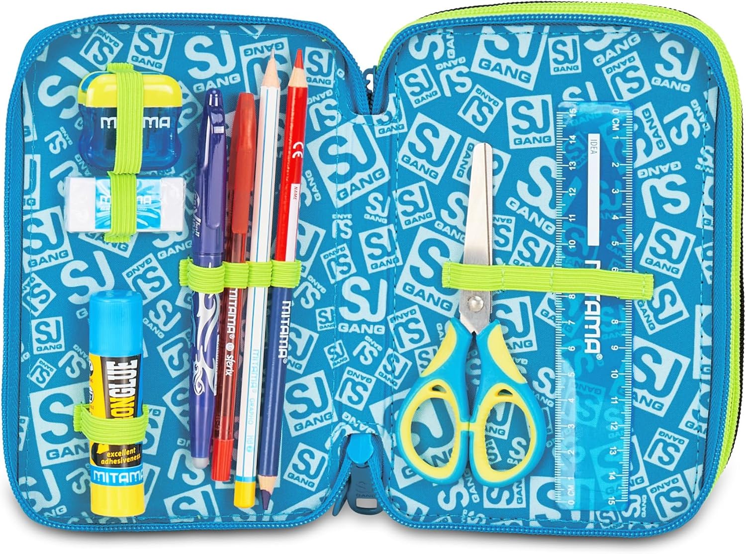 Thumbnail 2 de SJ Gang Style Jam Gang Trousse Scolaire 3 Zip LED Look Bleu — Triple Compartiment et contenu complet