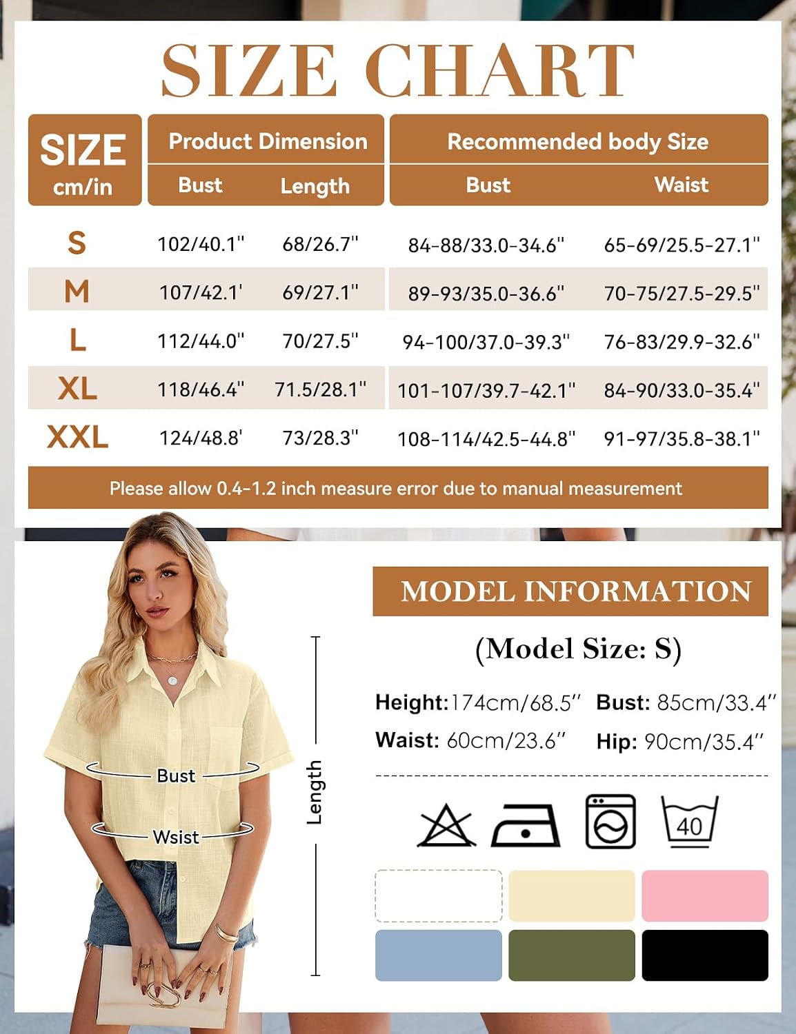 Detalle de UMIPUBO Musselin Bluse Damen – Sommerbluse aus 100% Baumwolle mit V-Ausschnitt und Knöpfen