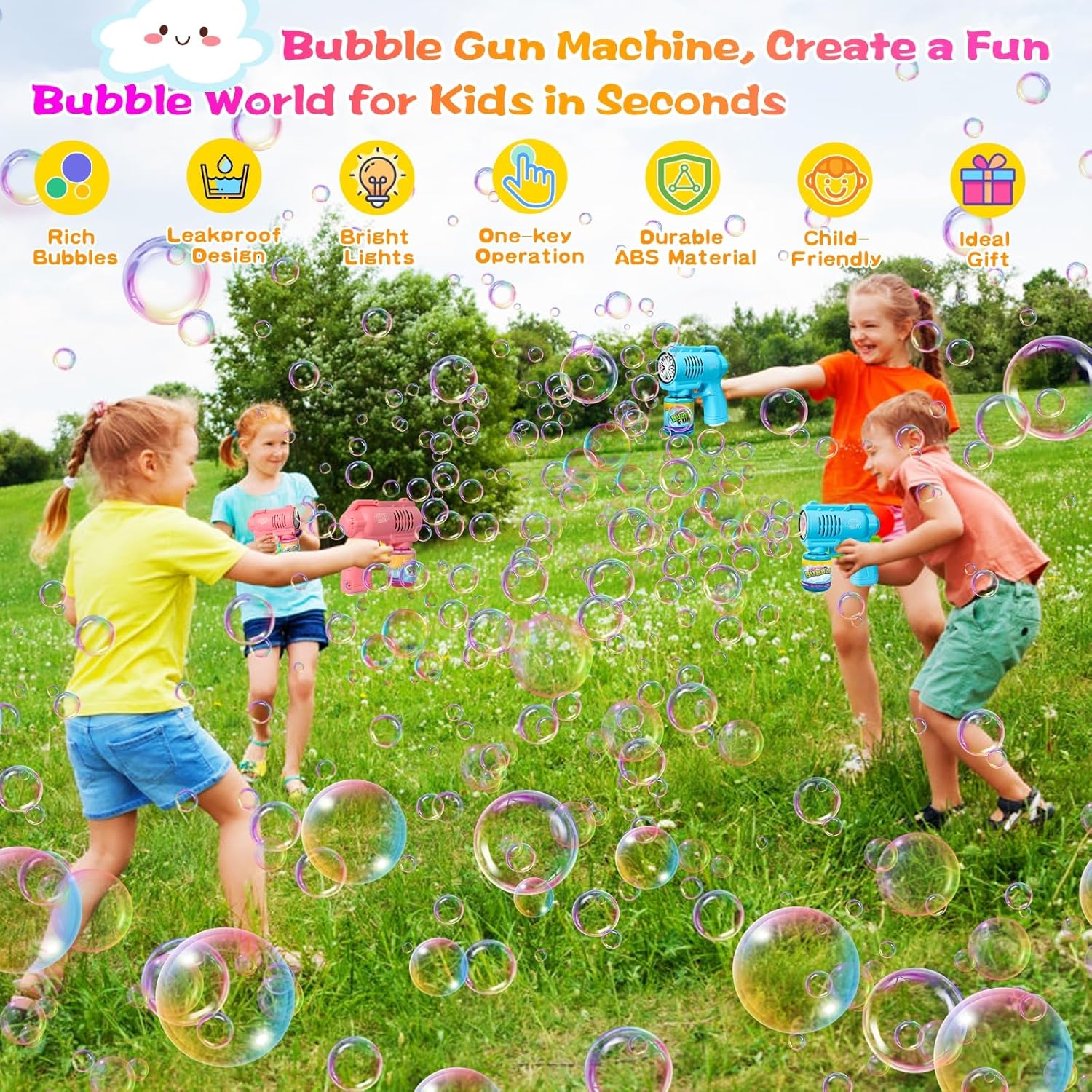 Detalle de Bombble Automatische Seifenblasenpistole – 10000 Blasen/Min, 130 ml Seifenblasenlösung, Pink