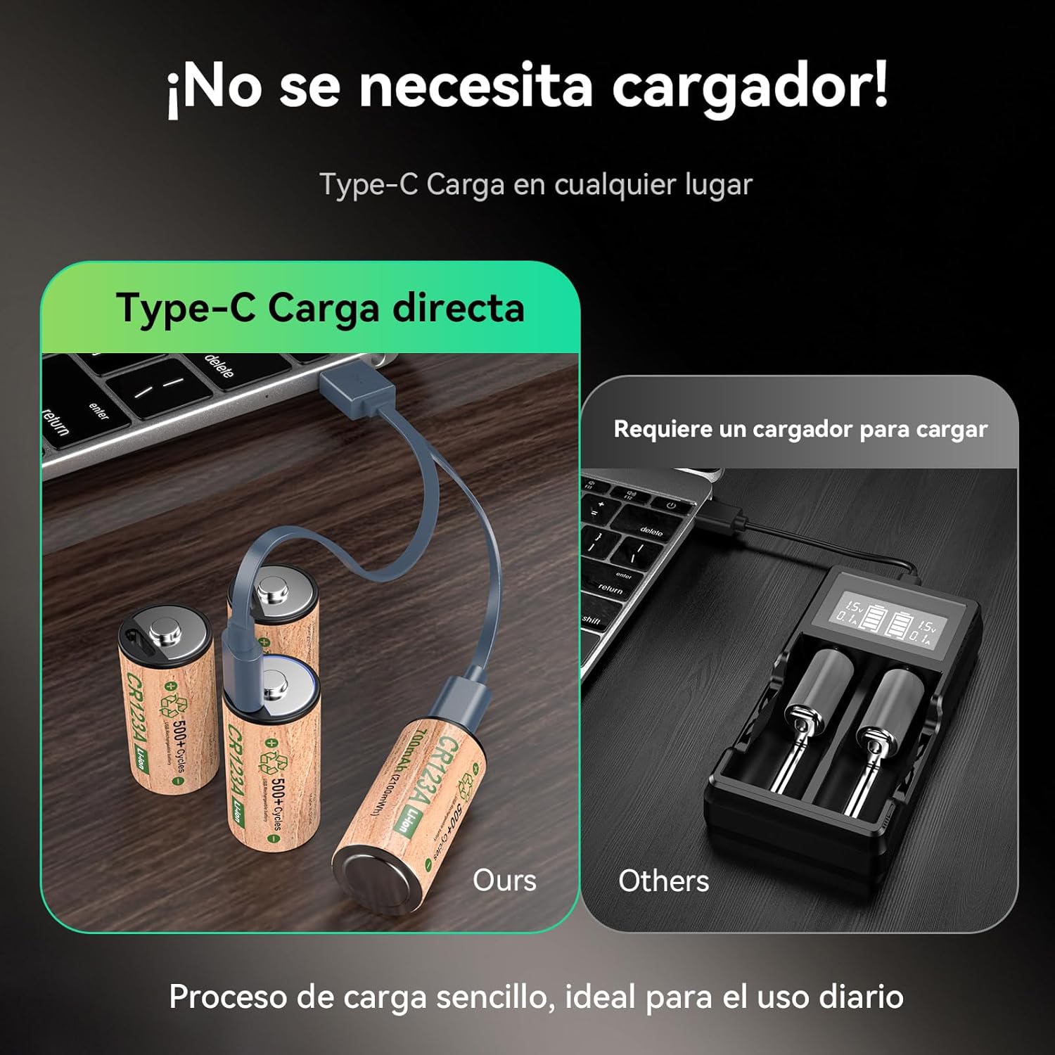 Thumbnail 2 de AKTTKA CR123A recargable 2100 mWh USB-C