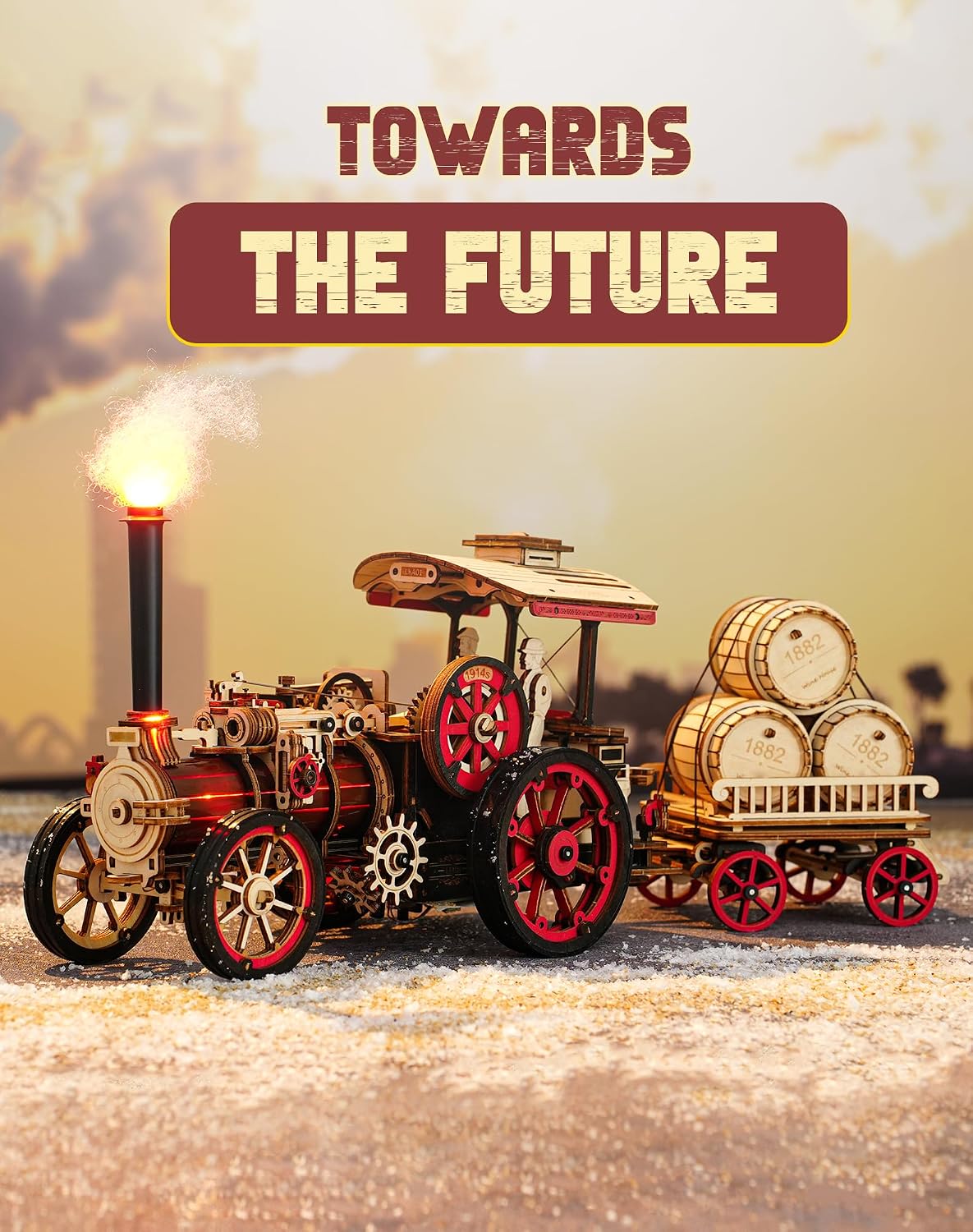 Thumbnail 1 de ROBOTIME Steam Engine 3D wooden train kit 🚂
